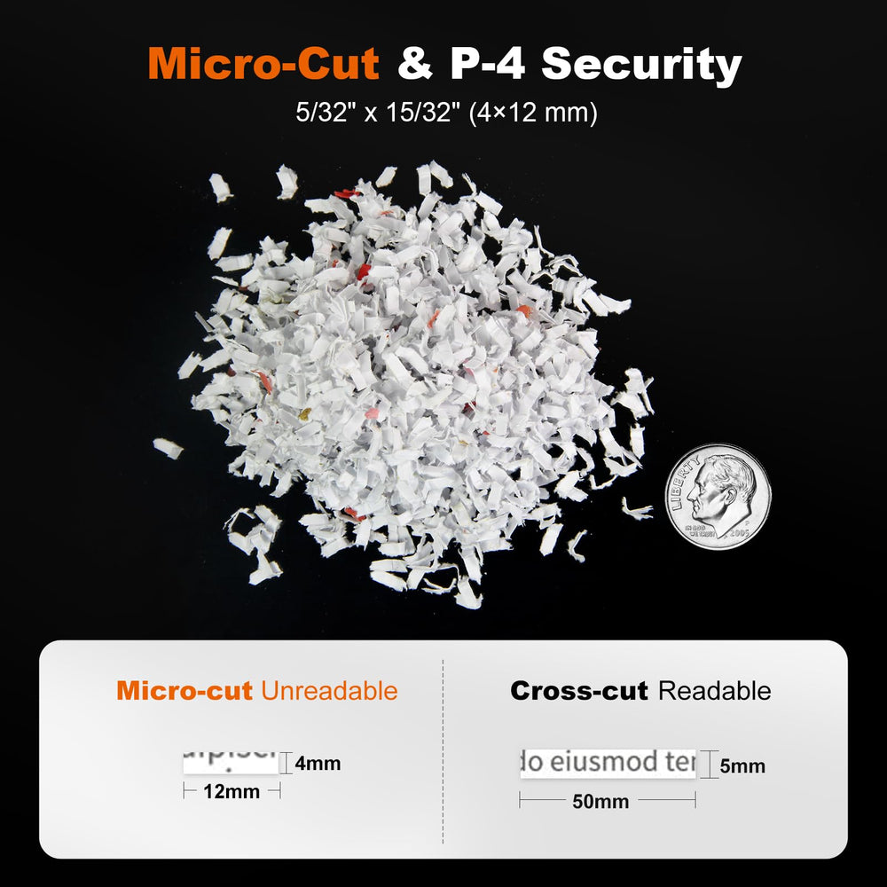 bonsaii muestras de micro-cut P-4 en papel triturado, protege información sensible