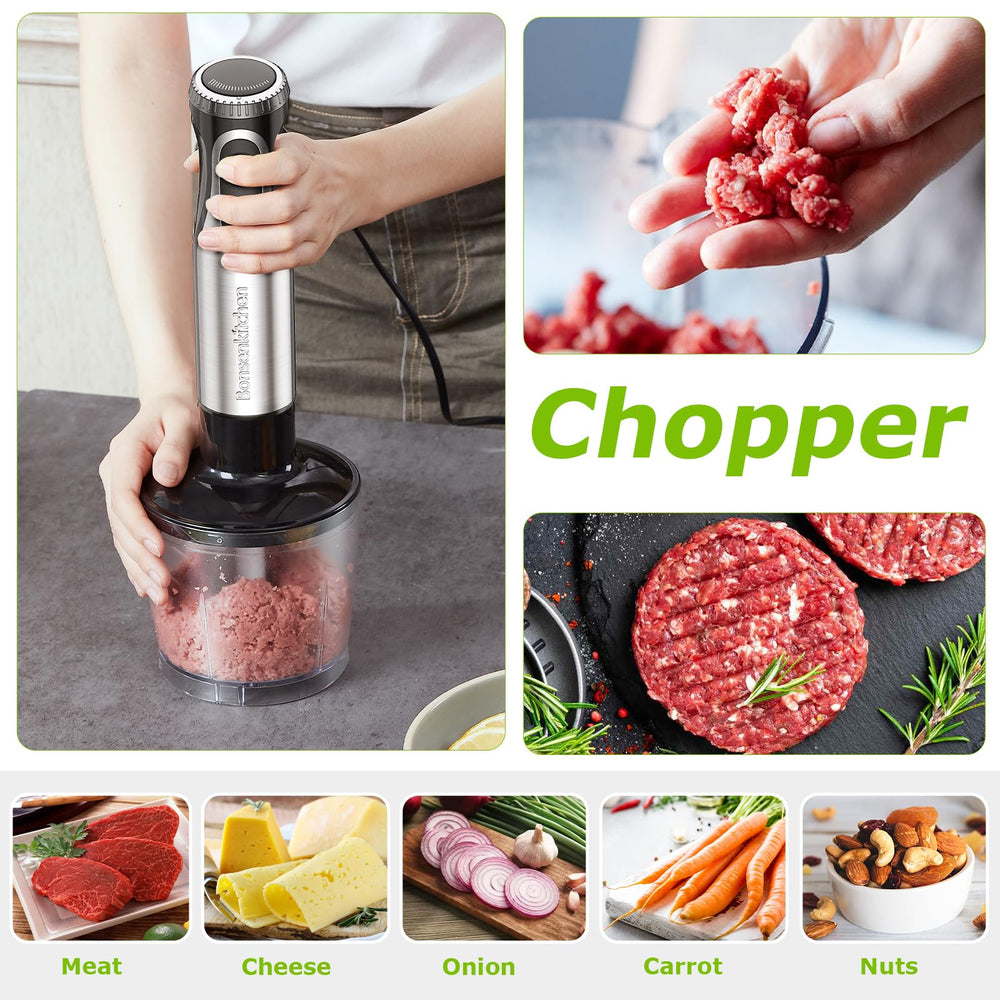 Bonsenkitchen bol picador con verduras mostrando corte uniforme y rapidez