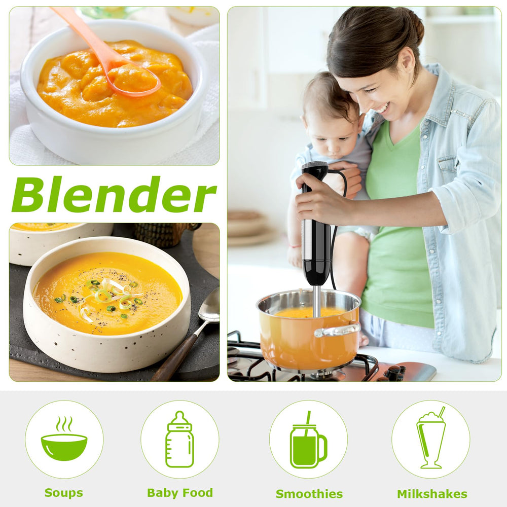 Bonsenkitchen en uso dentro de una olla para hacer sopas y purés rápidamente