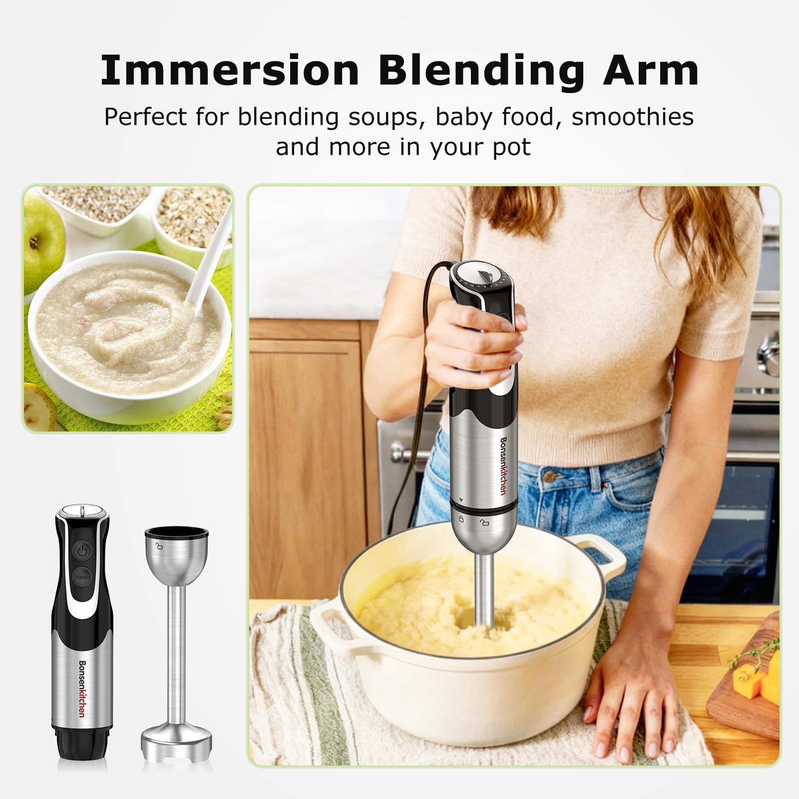 Bonsenkitchen varilla batidora elevando merengue esponjoso y firme