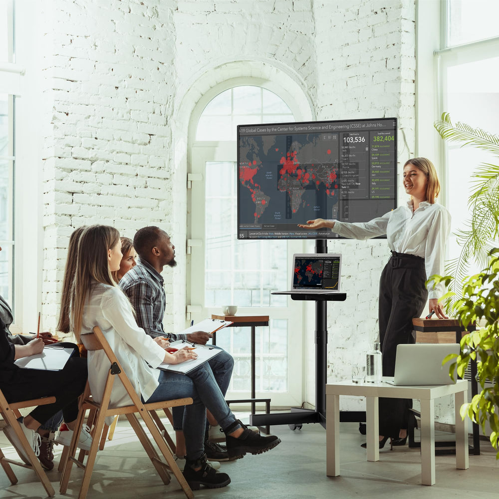 BONTEC soporte en sala con un televisor mostrando uso doméstico