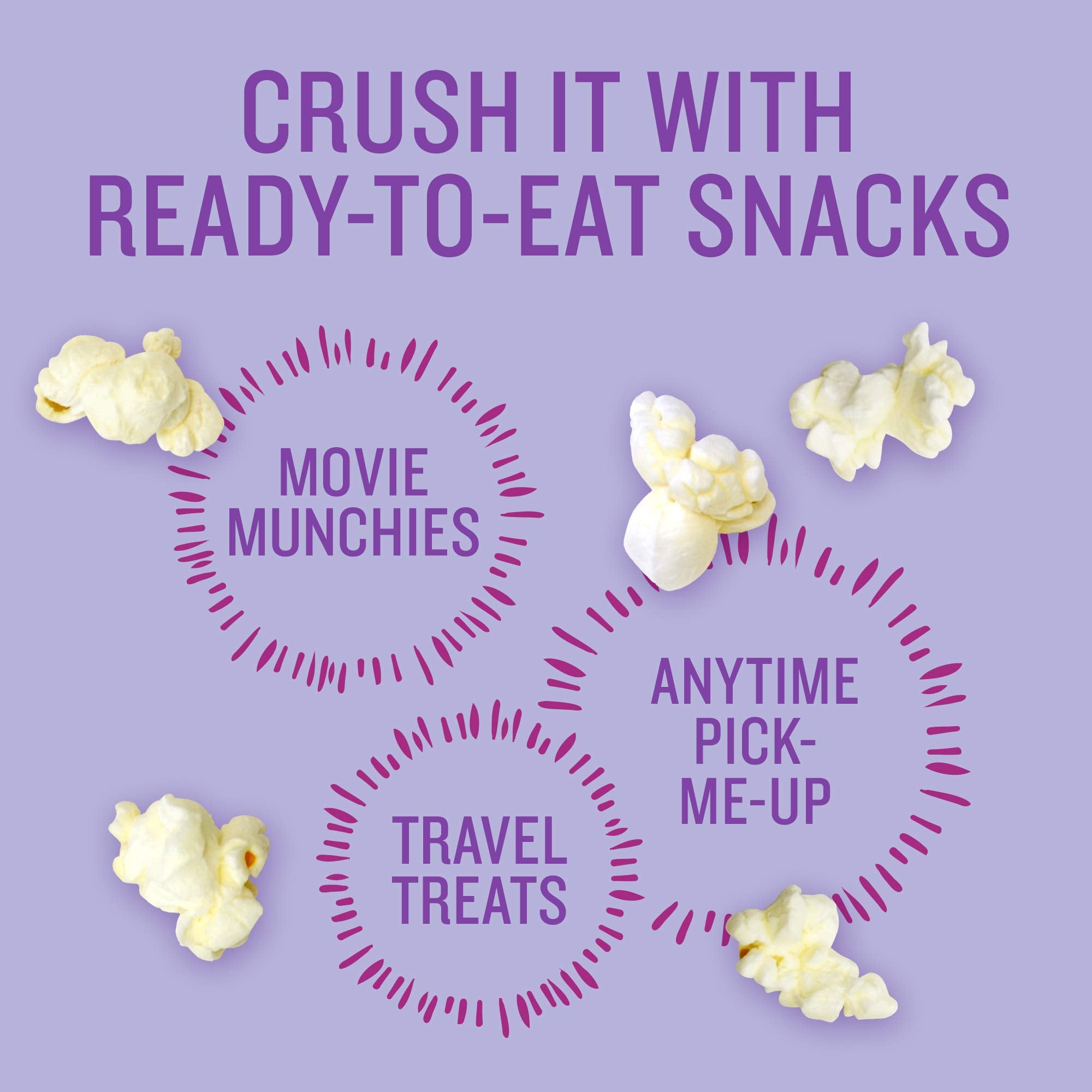 BOOMCHICKAPOP multiple bags spread on table illustrating party-ready snacking