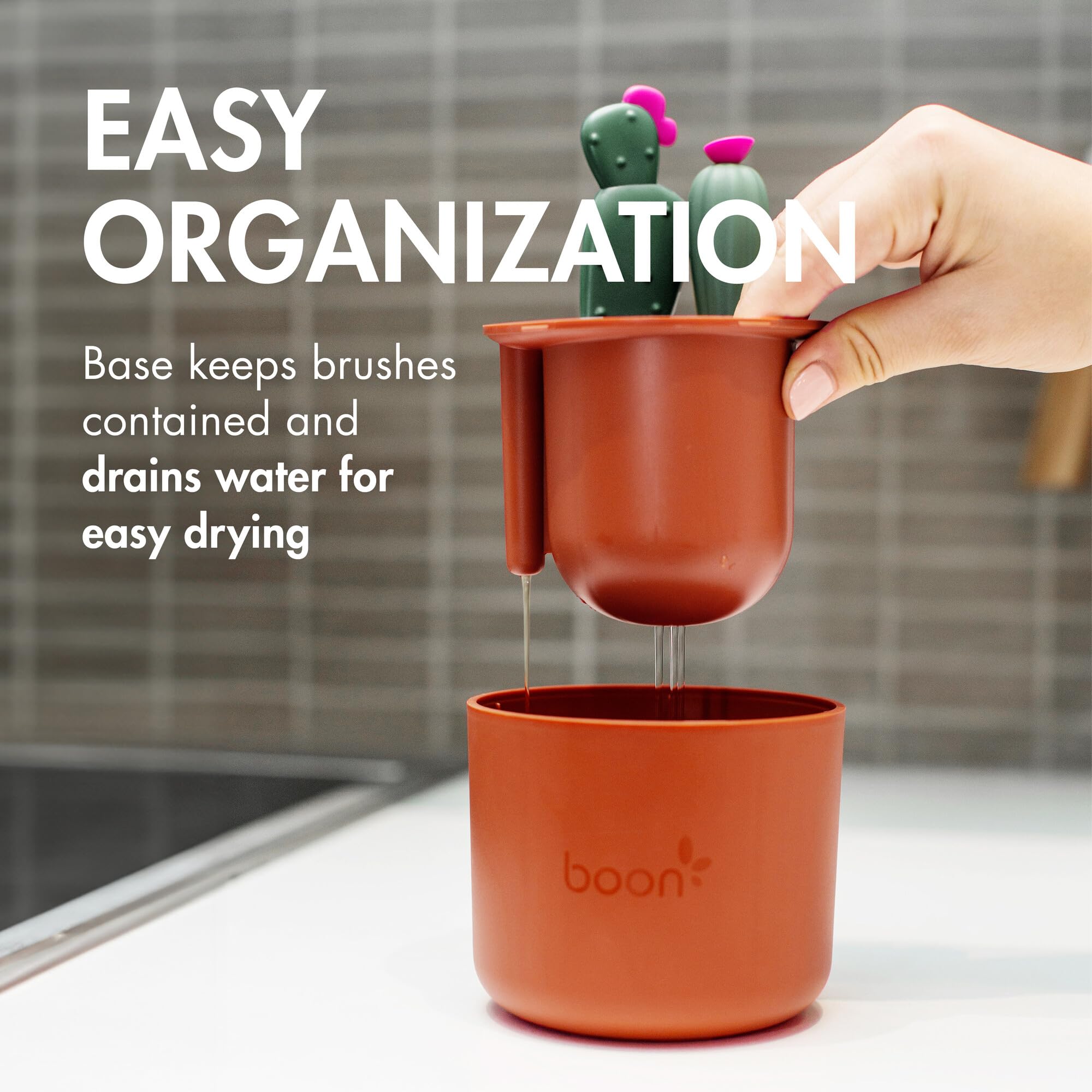 Boon cacti vaso organizador recogiendo agua y facilitando secado