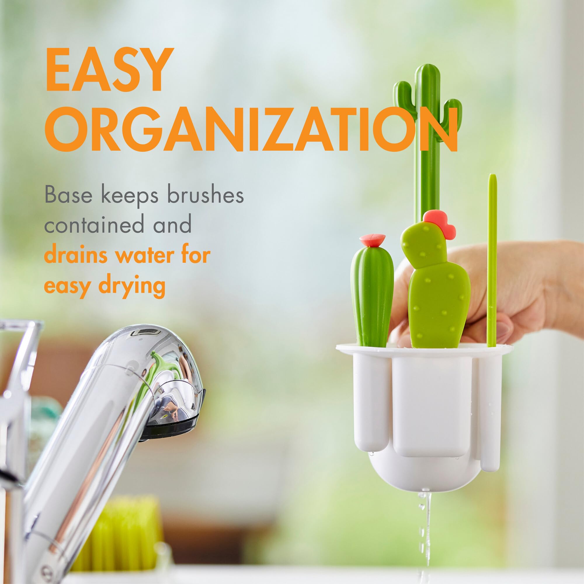 Boon florero soporte que recoge agua y mantiene cepillos organizados