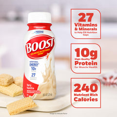 BOOST botella junto a mano para comparar tamaño y porción controlada