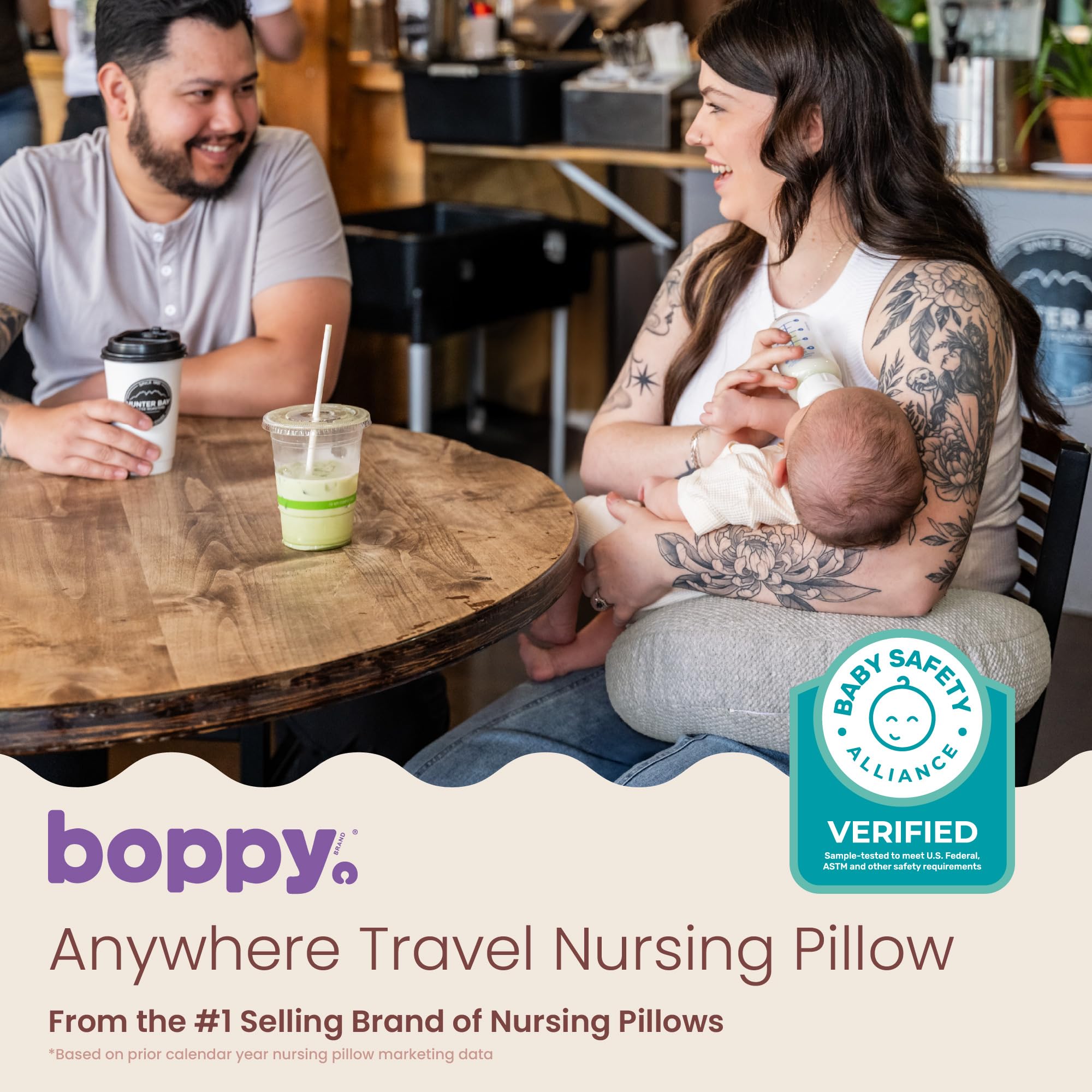 Boppy primer plano de la textura exterior, tacto suave y cómodo para bebé