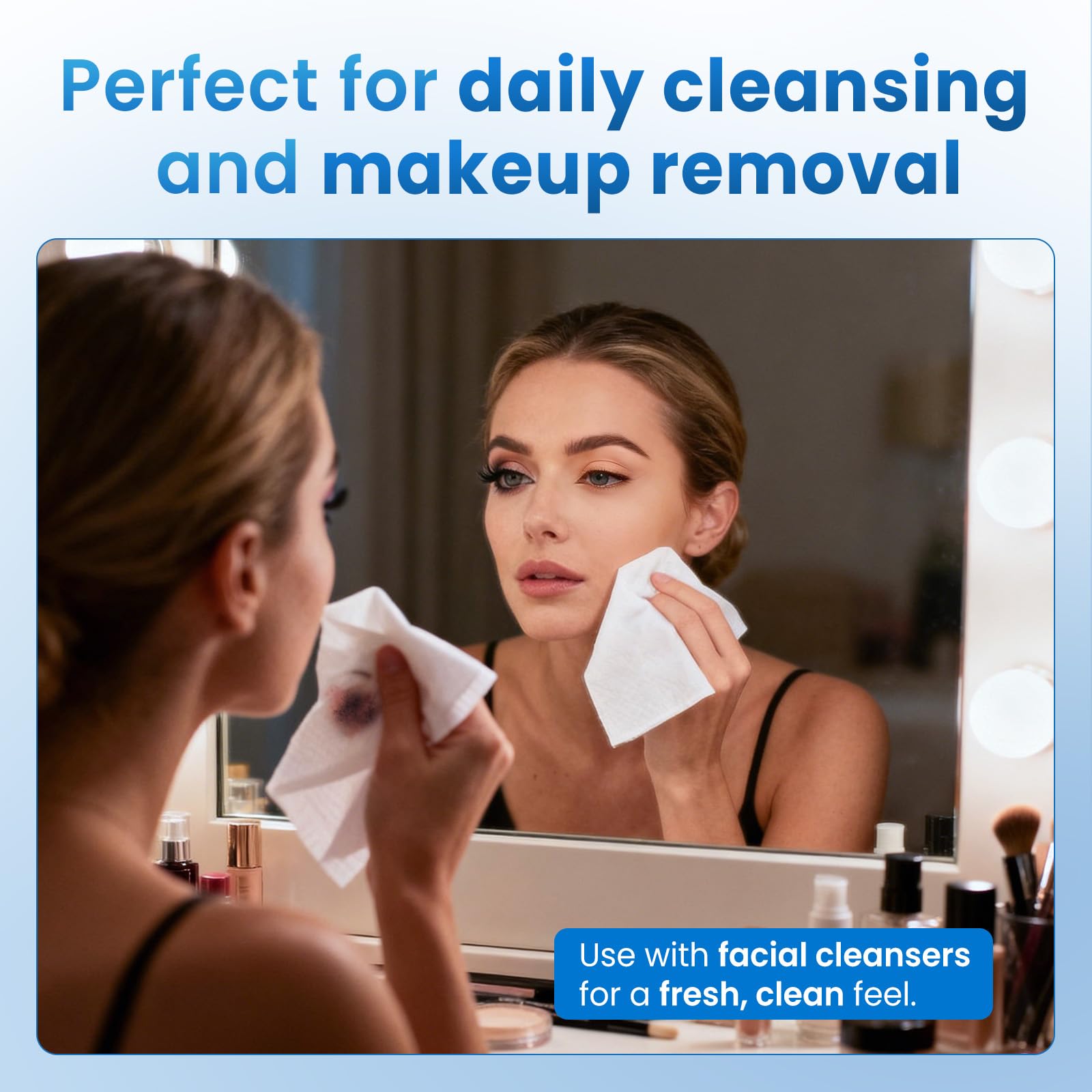 Borje toalla usada para desmaquillar, remueve maquillaje con suavidad y eficacia