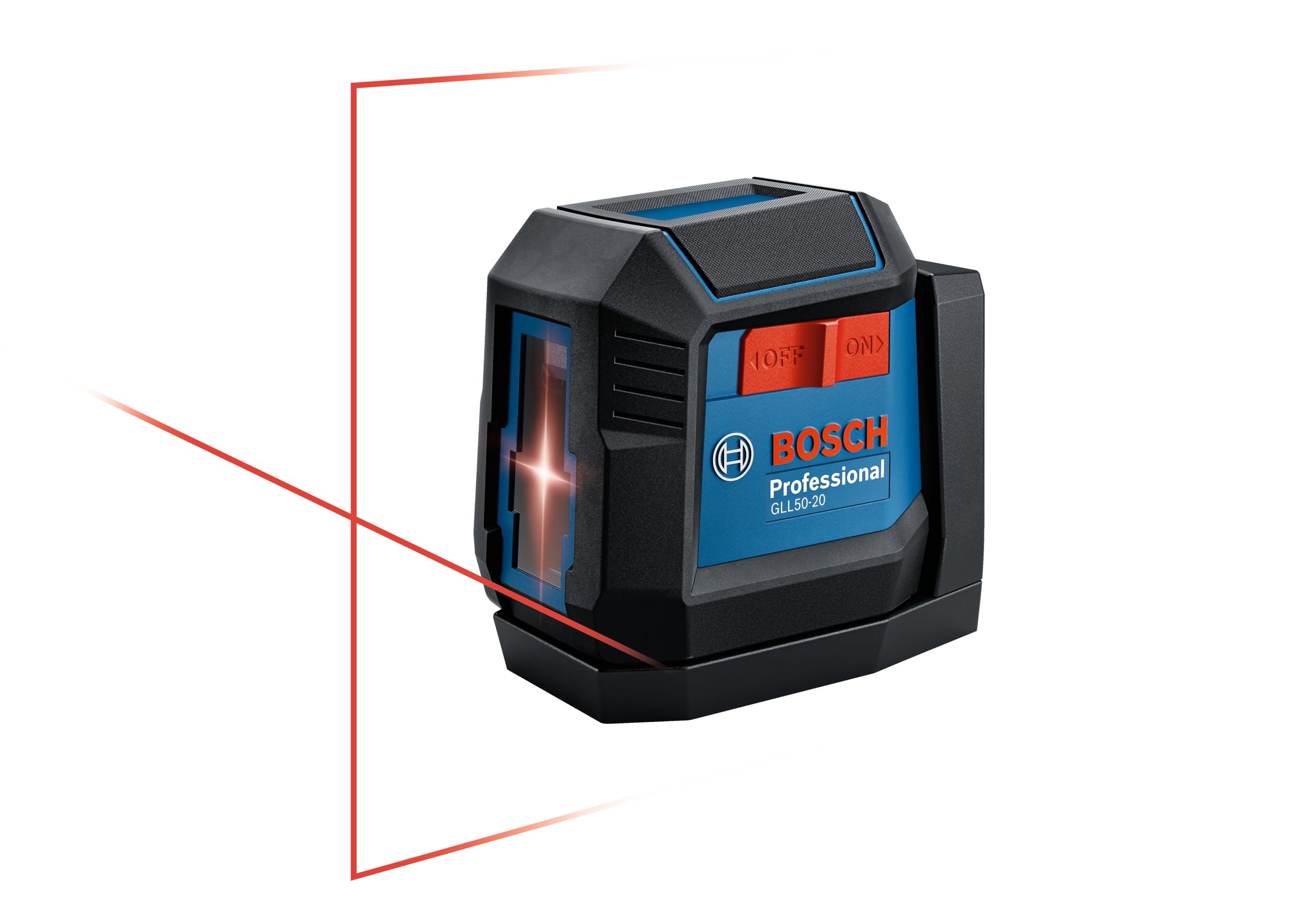 Bosch GLL50-20 vista frontal mostrando líneas nítidas y carcasa robusta