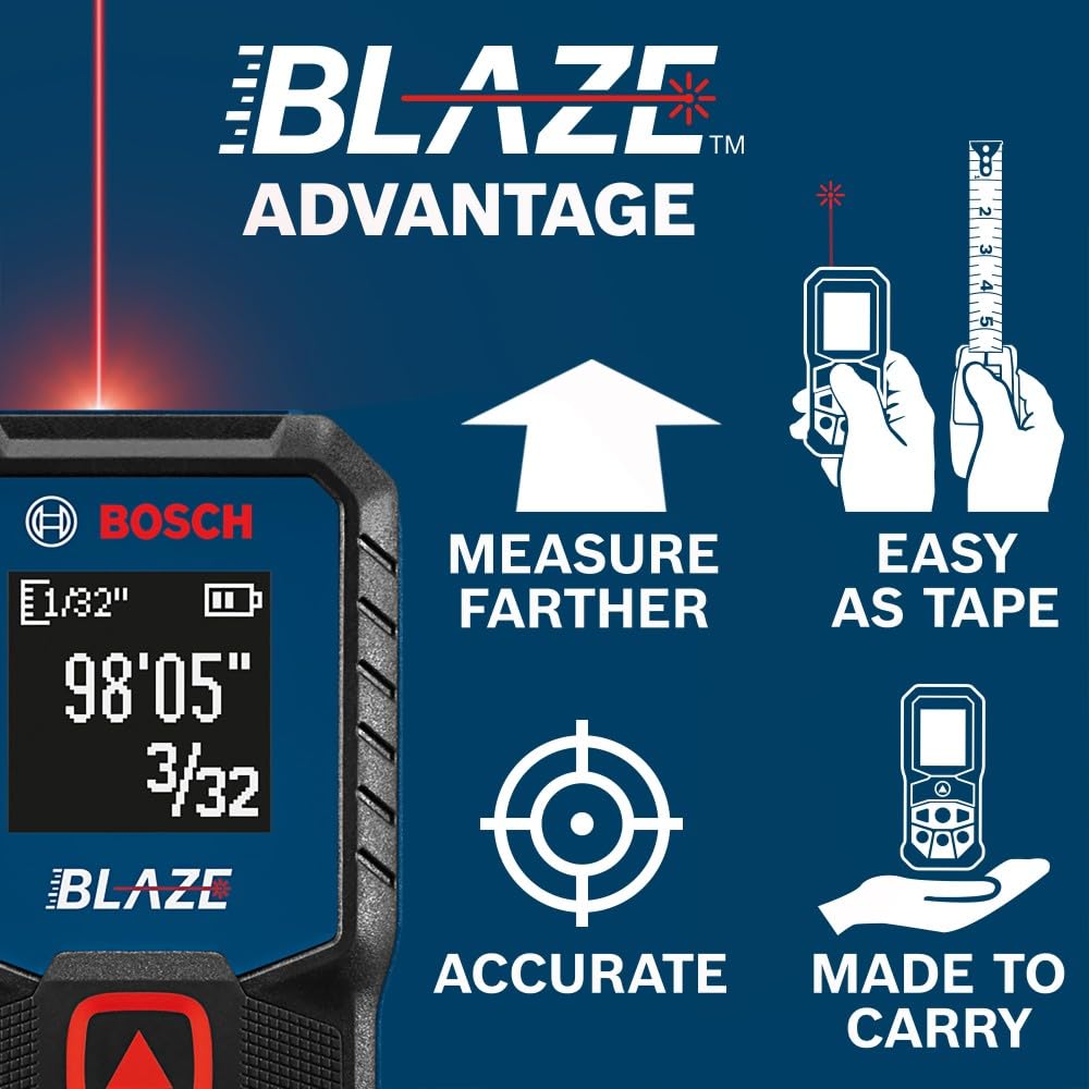 Bosch GLM100-23 comparación de tamaño junto a una regla para escala