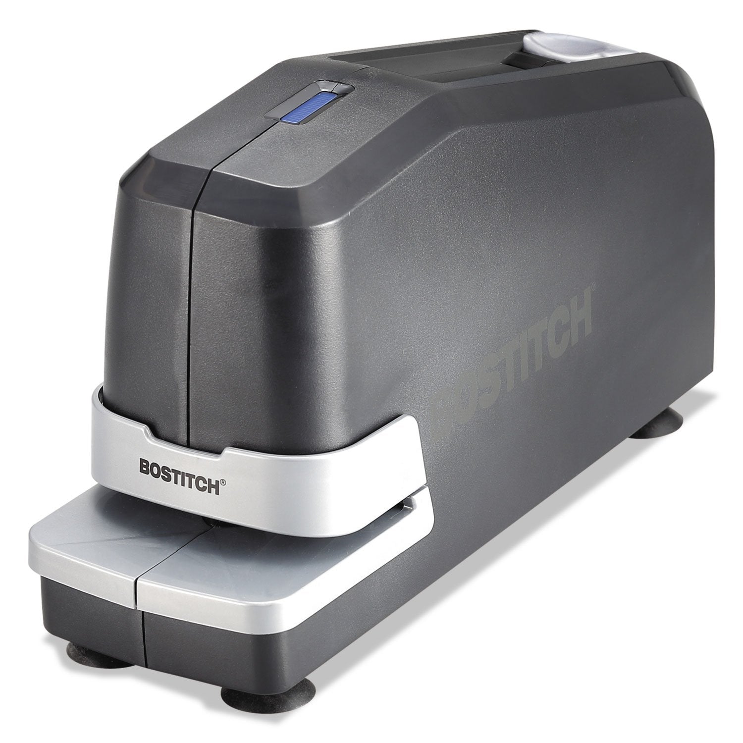 Bostitch recarga de grapas abierta mostrando sistema fast load
