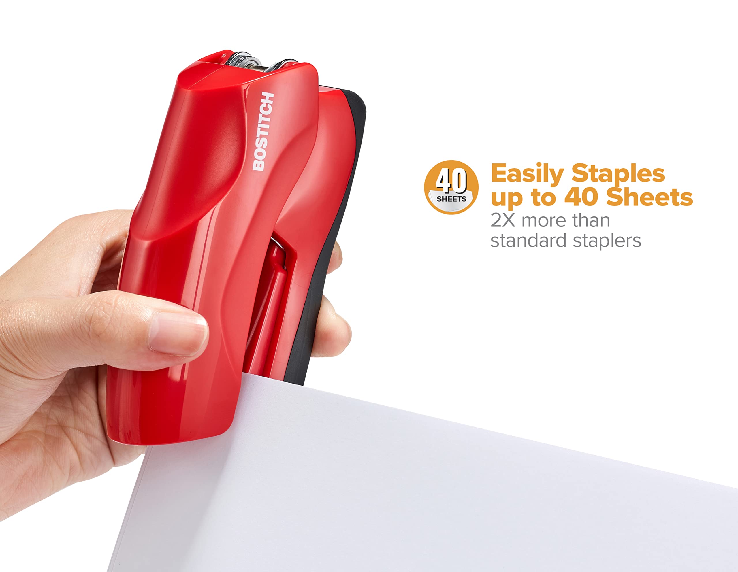 Bostitch comparada con cuadernos para mostrar capacidad y escala