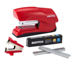 Bostitch grapadora frontal roja mostrando diseño compacto y robustez