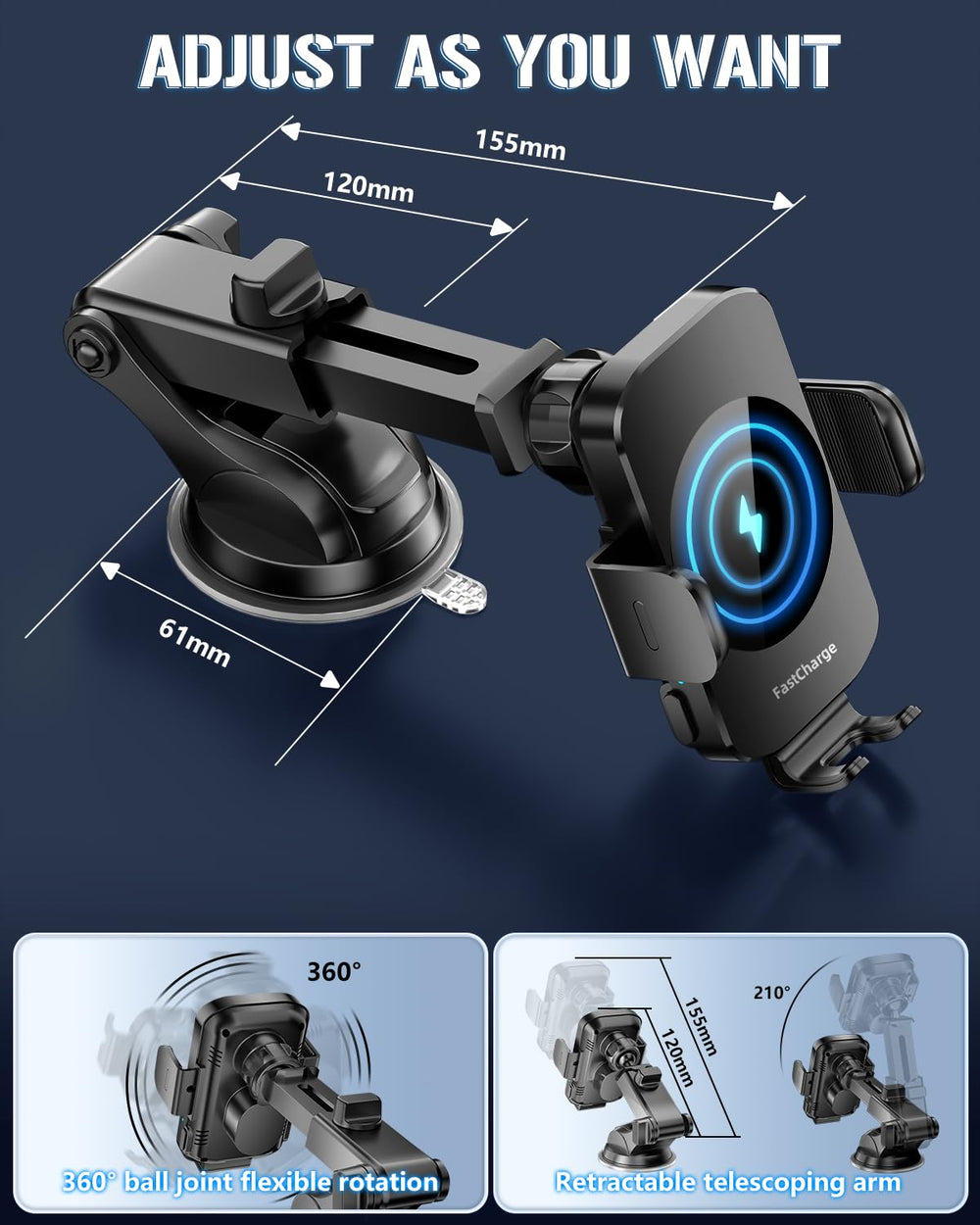 BothLin brazo telescópico y rótula 360 grados para ajuste preciso