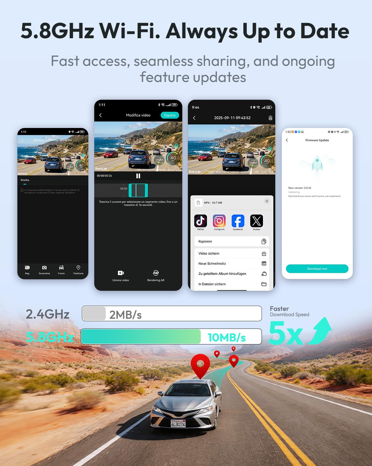 BOTSLAB G300H en interior de coche, seguridad y evidencia en ruta