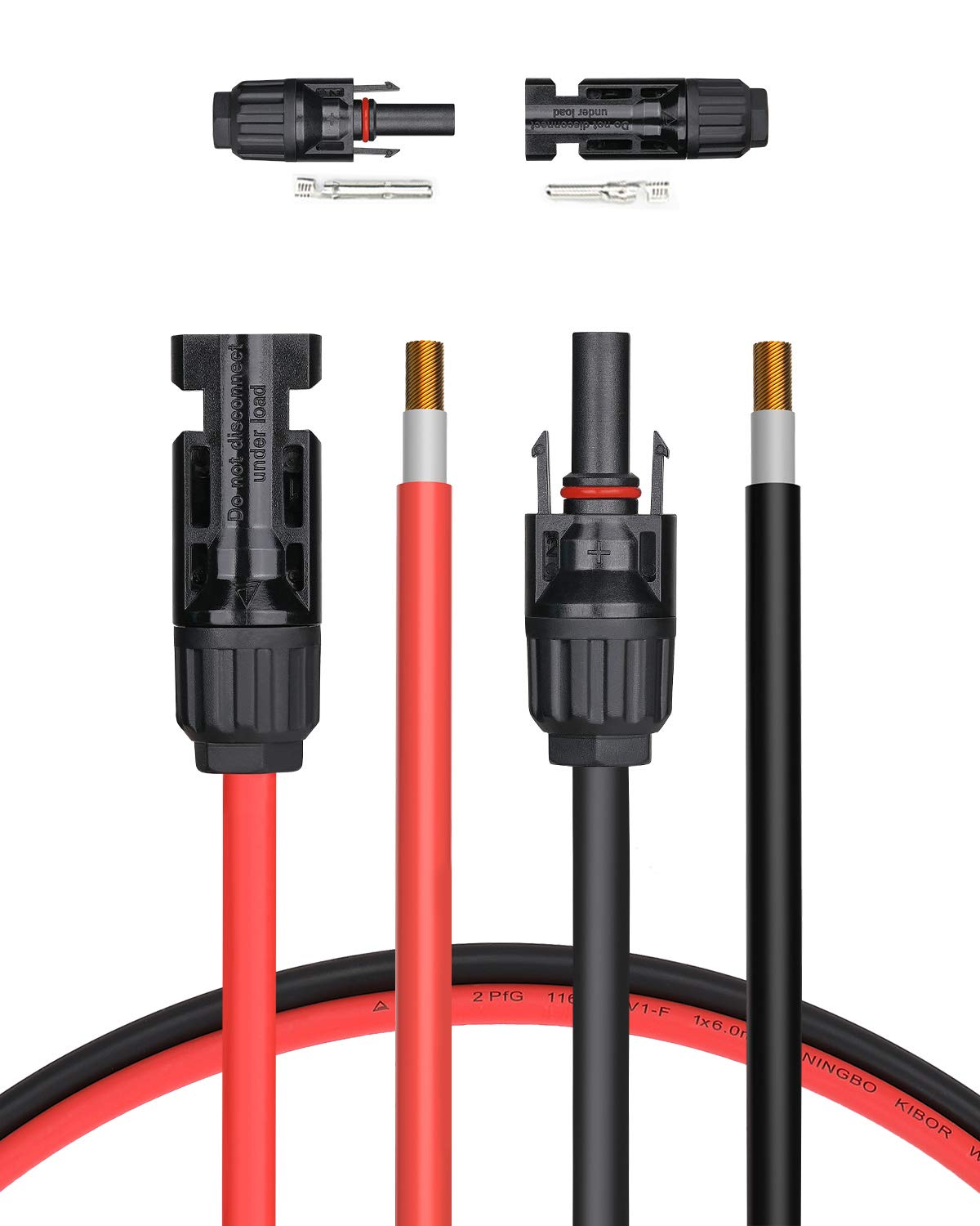 BougeRV front view of 20ft 10AWG cable pair showing ready-to-use connectors and benefits
