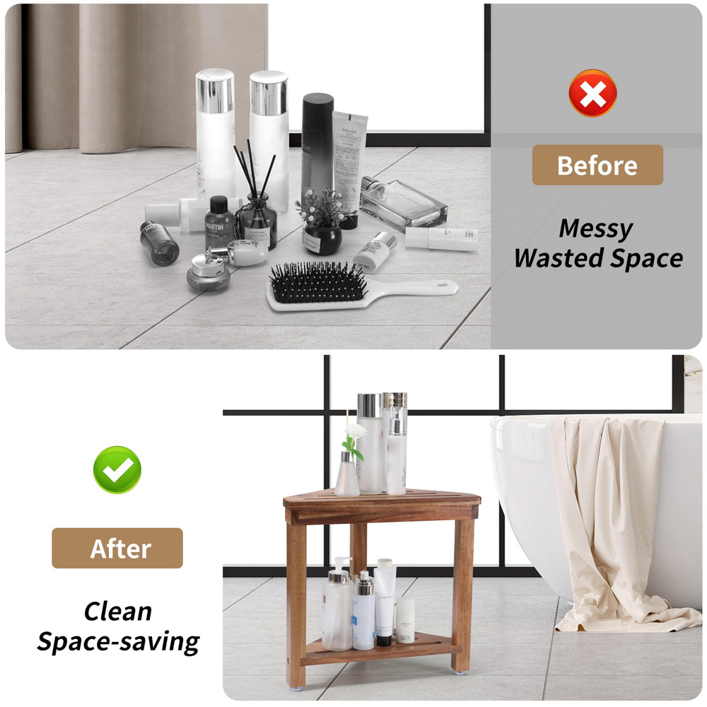Boulphia estante inferior con champú y toallas, organización práctica
