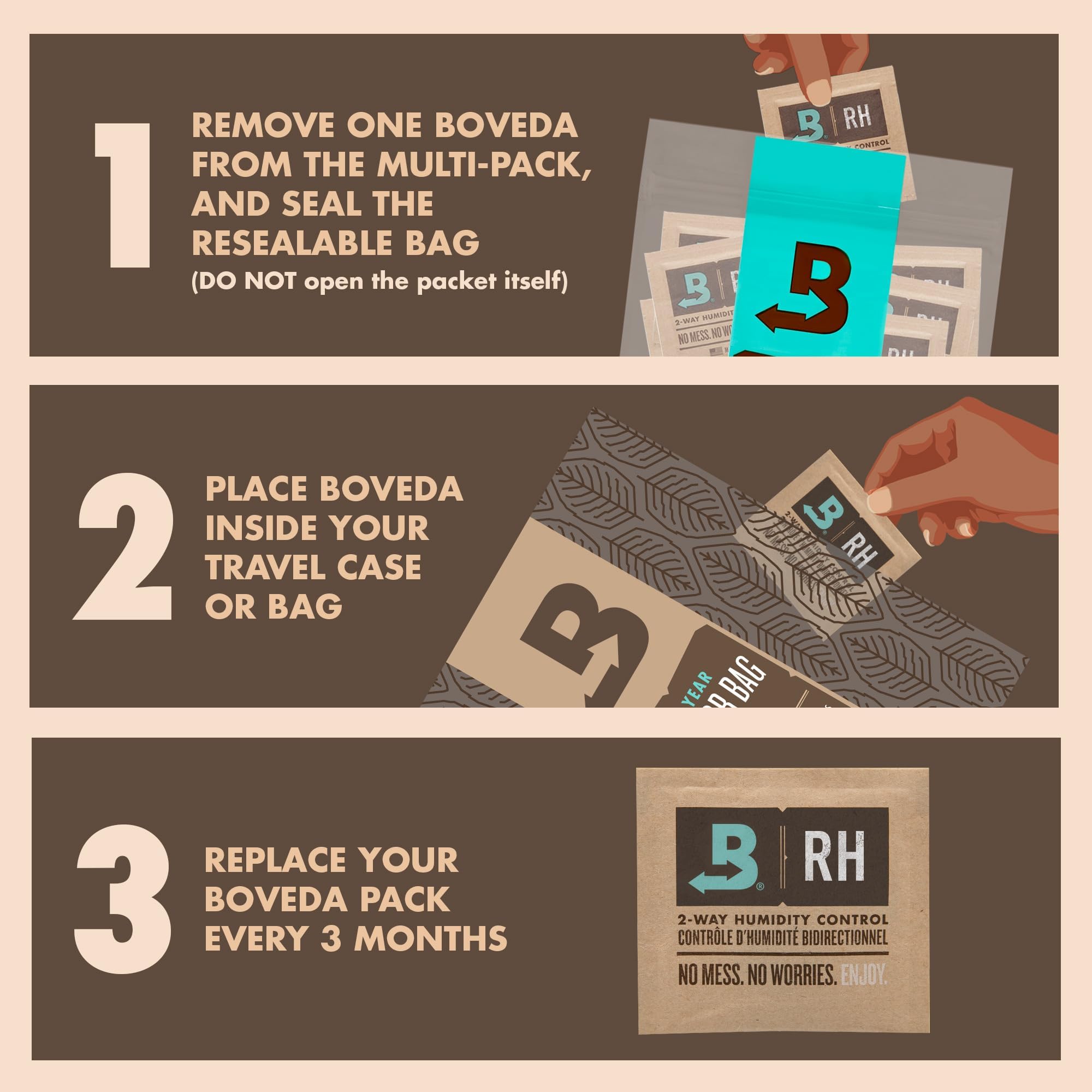 Boveda sobres dentro de bolsa resellable listos para uso, beneficio de almacenamiento seguro