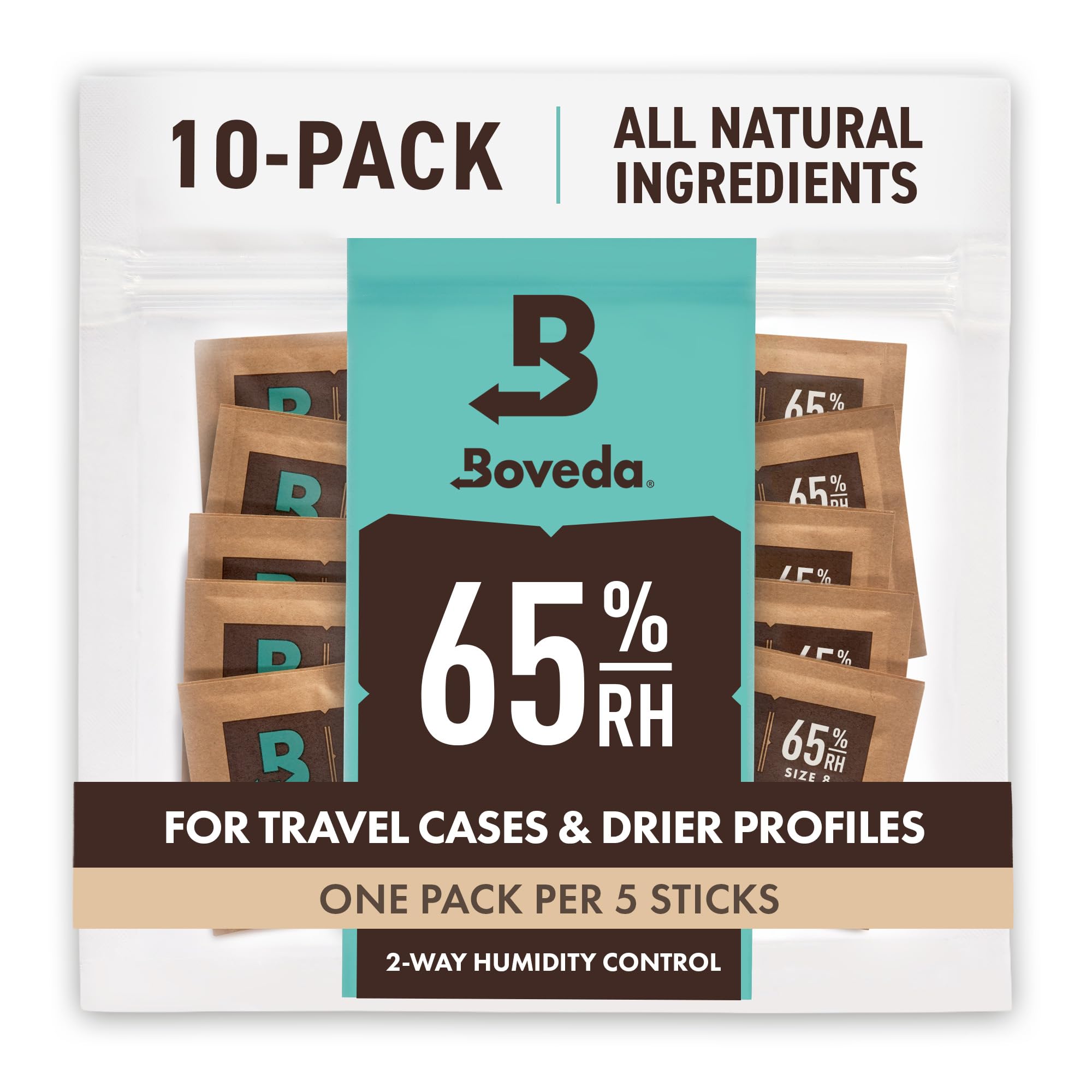 Boveda paquete frente mostrando tamaño travel y protección segura