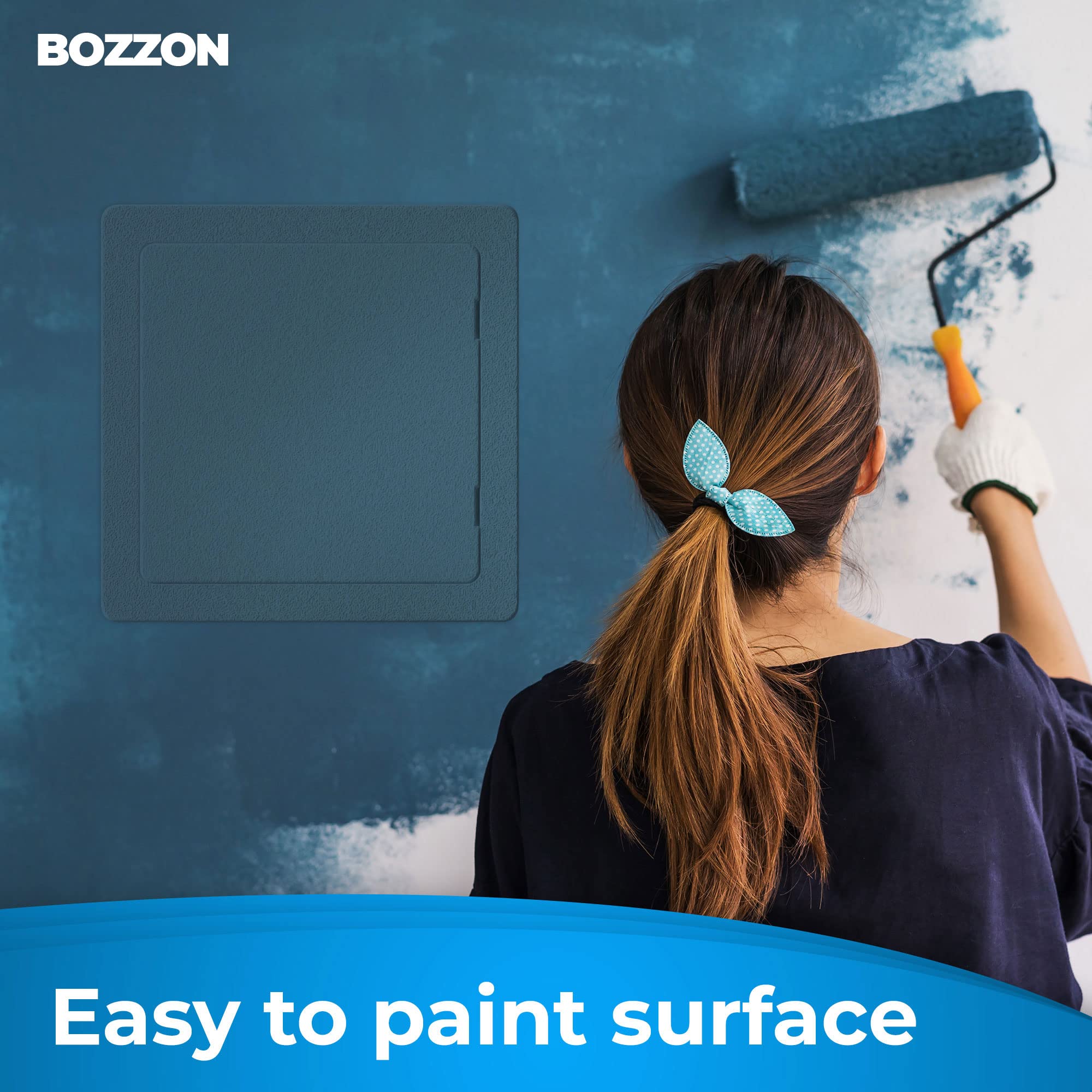 BOZZON panel instalado sobre tubería para acceso a plomería