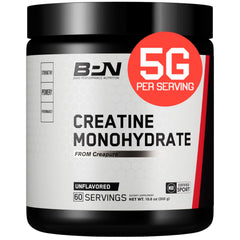 BARE PERFORMANCE NUTRITION envase frontal Creapure, presenta pureza y confianza