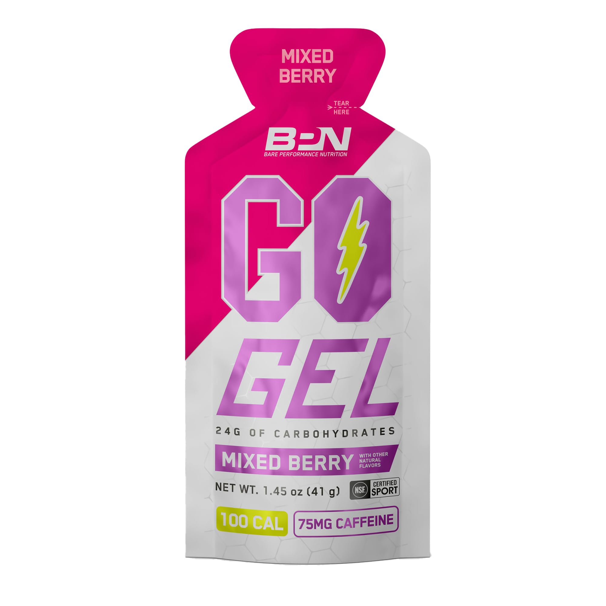 BARE PERFORMANCE NUTRITION comparación de tamaño del sobre en la mano del deportista