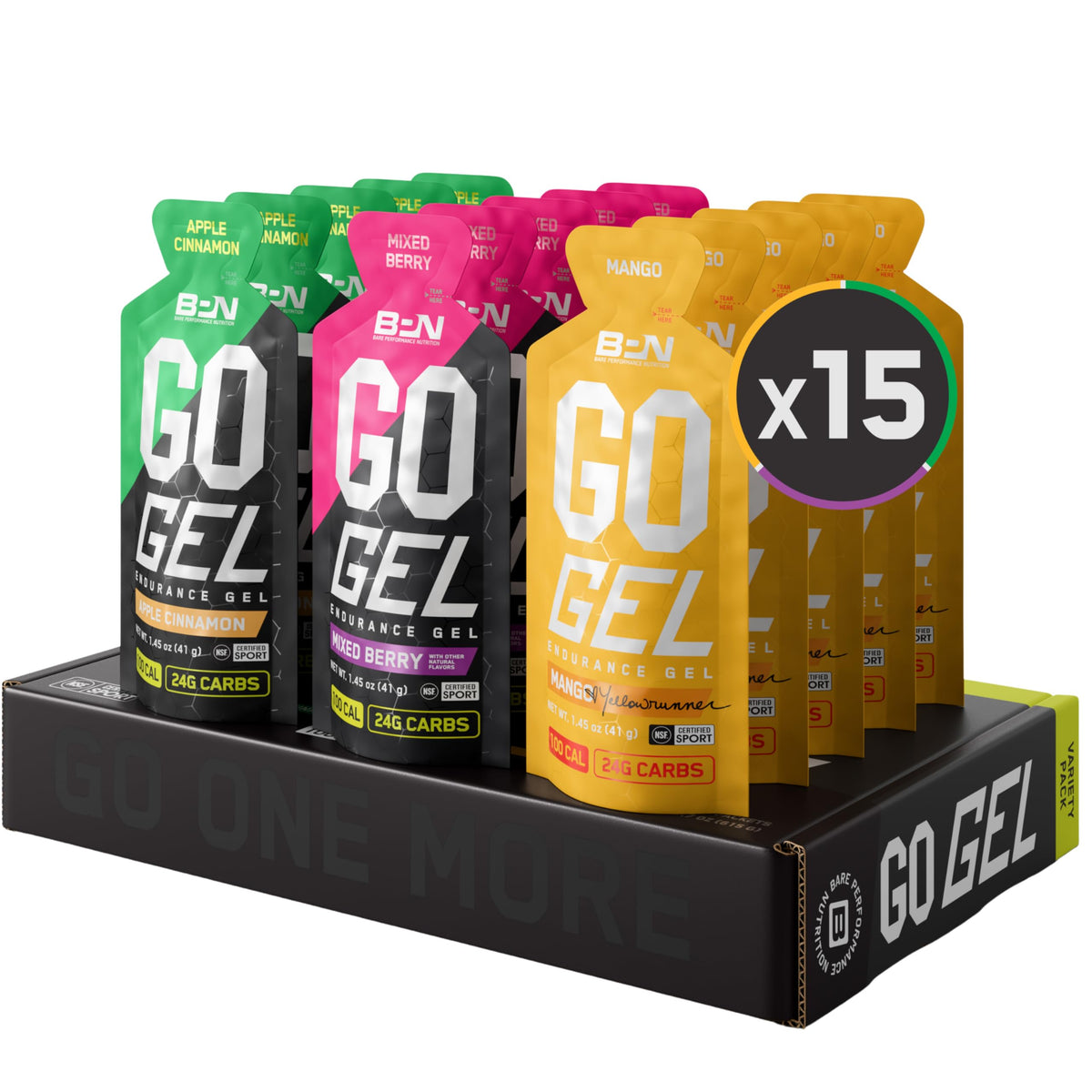 BARE PERFORMANCE NUTRITION paquete BPN Go Gel variedad 15 sobres fácil transporte