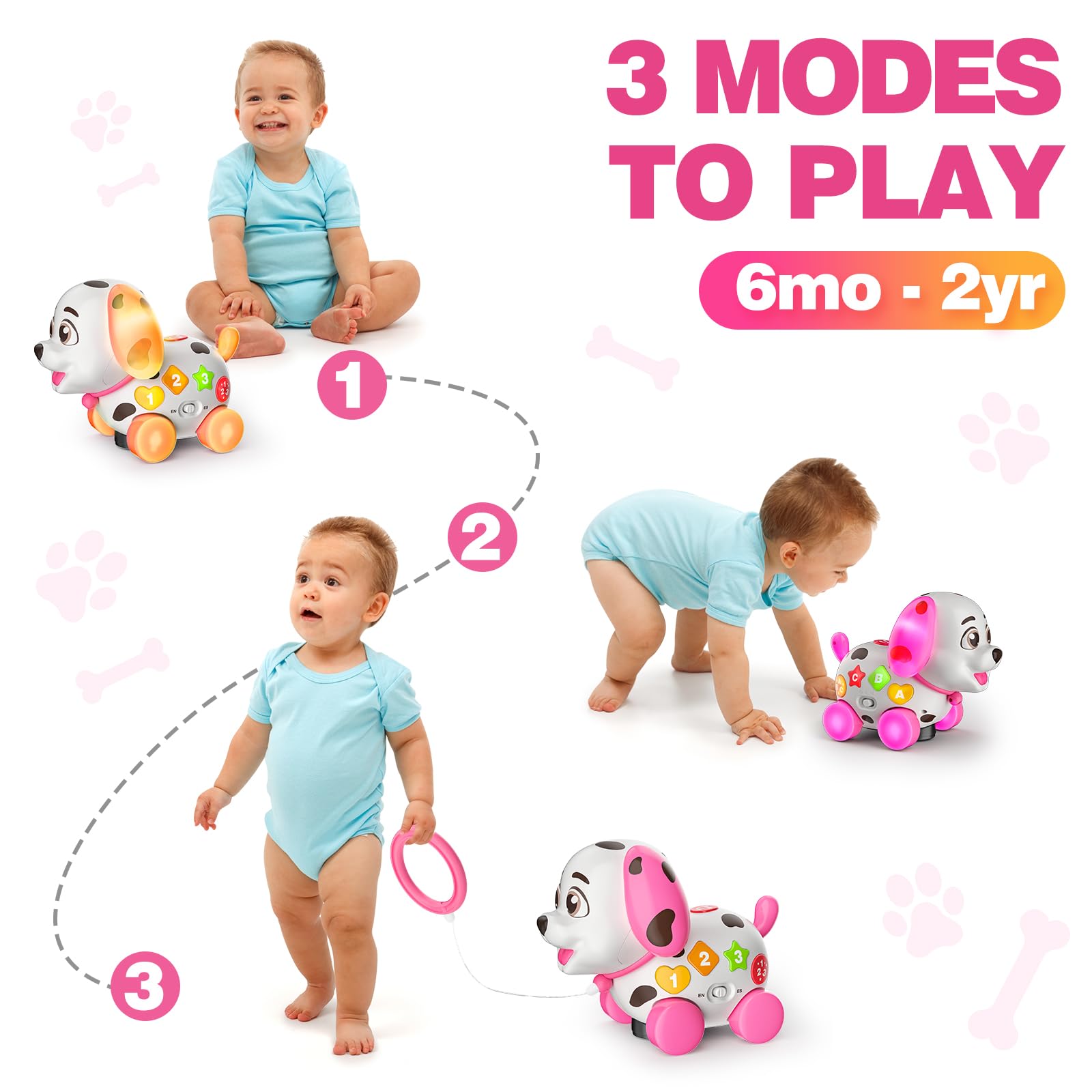 BQU perrito detalle de los siete botones coloridos para aprendizaje bilingüe