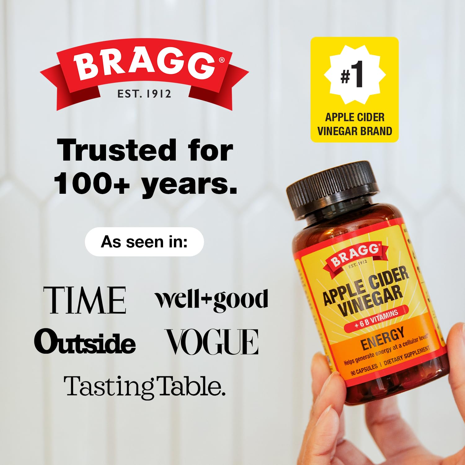 Sello de certificaciones Bragg Non-GMO, Kosher, vegano y libre de gluten