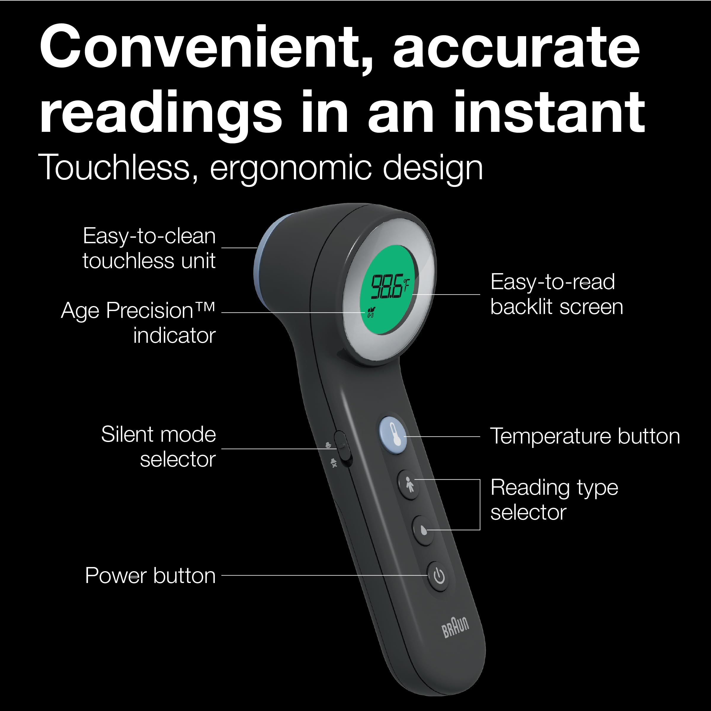 Braun Sensian 7 pantalla a color que indica temperatura según edad