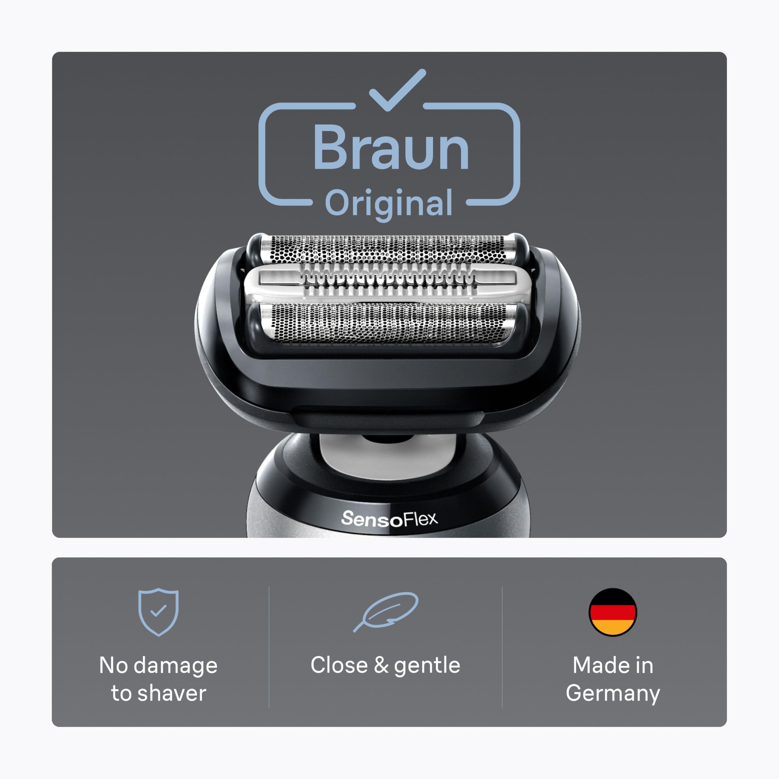 Braun detalle de la lámina Sensitive SkinGuard, reduce la fricción