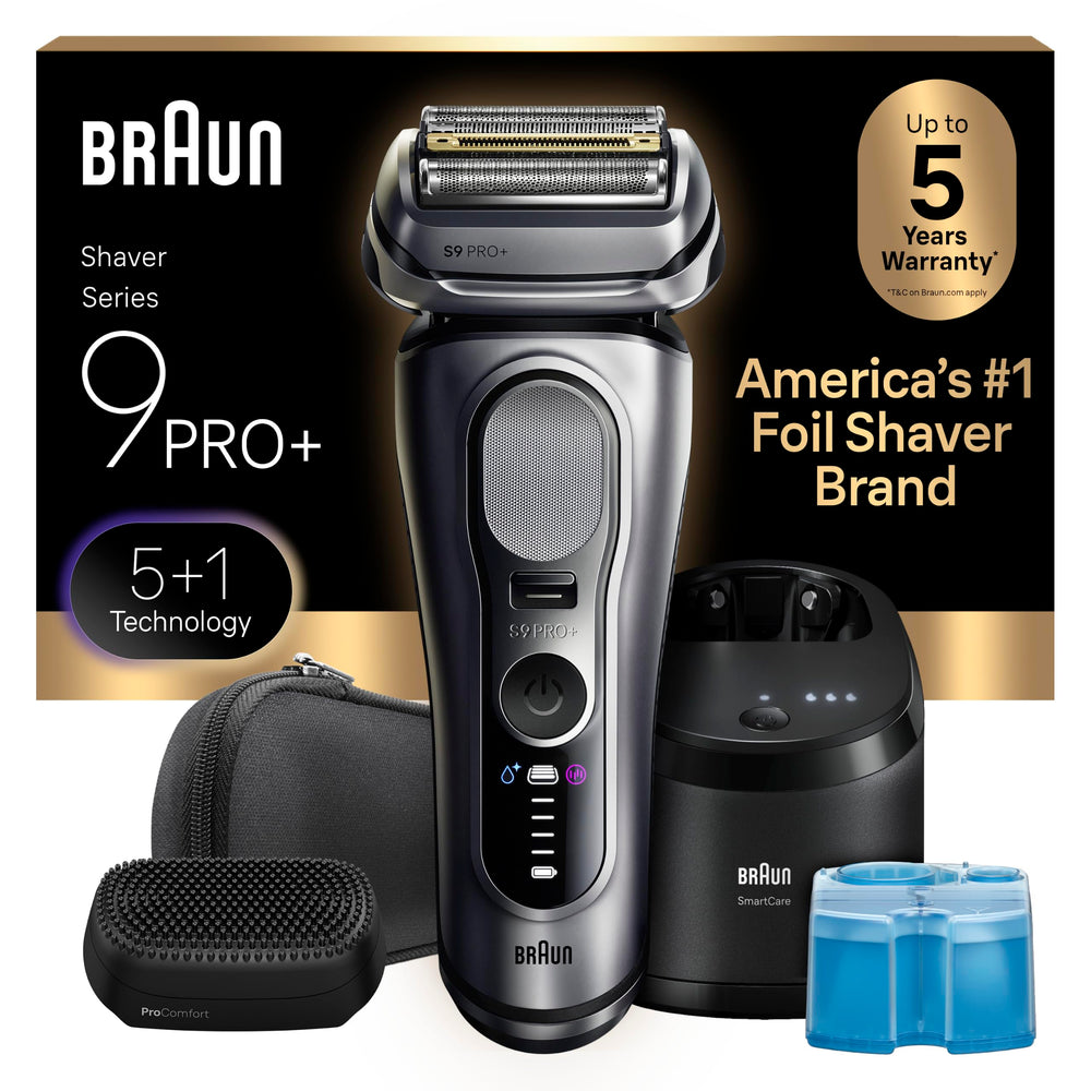 Braun Series 9 PRO+ vista frontal mostrando el cuerpo y diseño premium, garantiza comodidad
