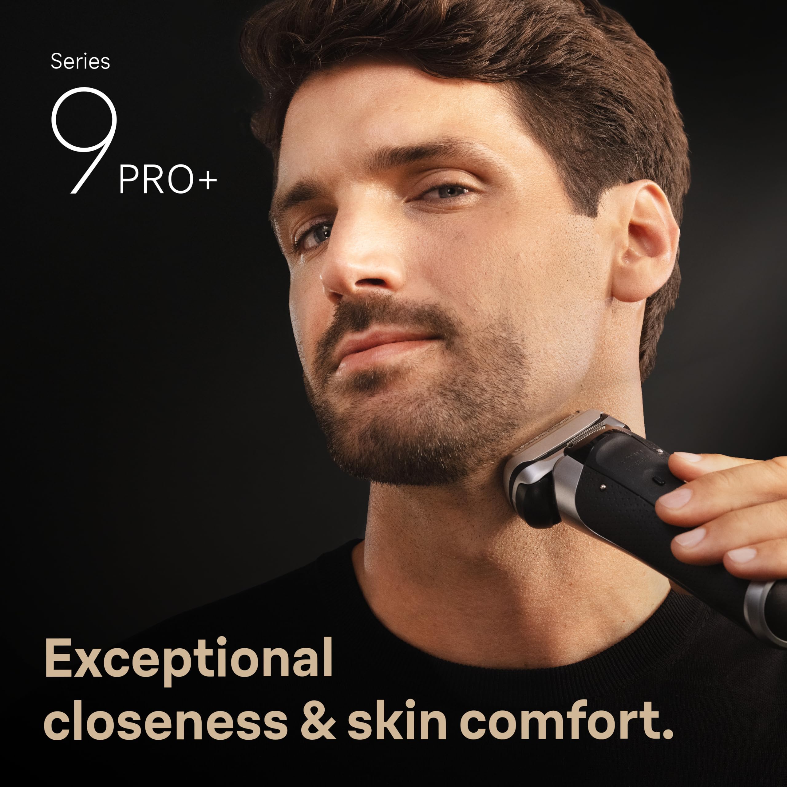 Braun Series 9 PRO+ cabezal ProComfort mostrado levantando vello para afeitado suave