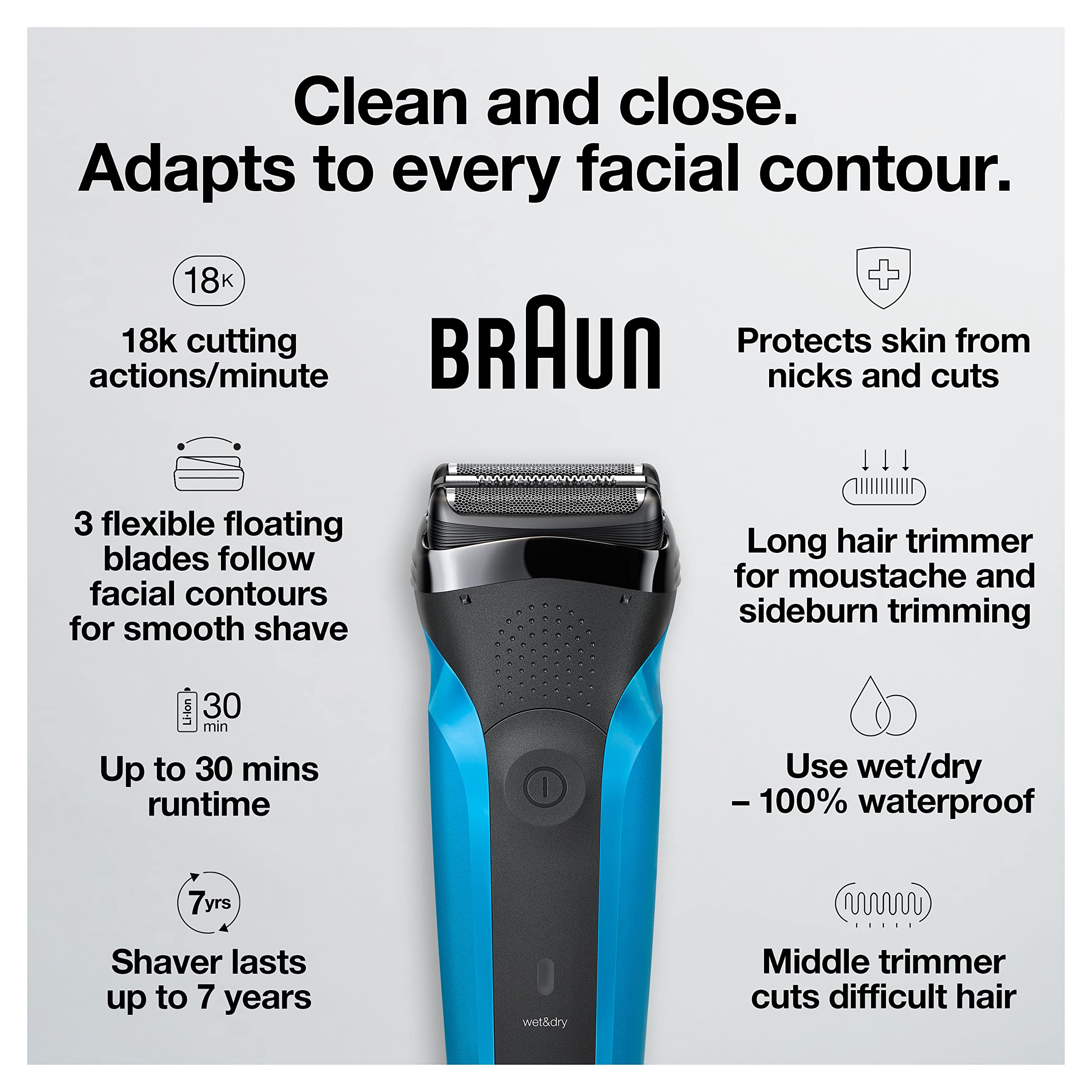 Braun Series 3 textura de las láminas SensoFoil para protección de la piel