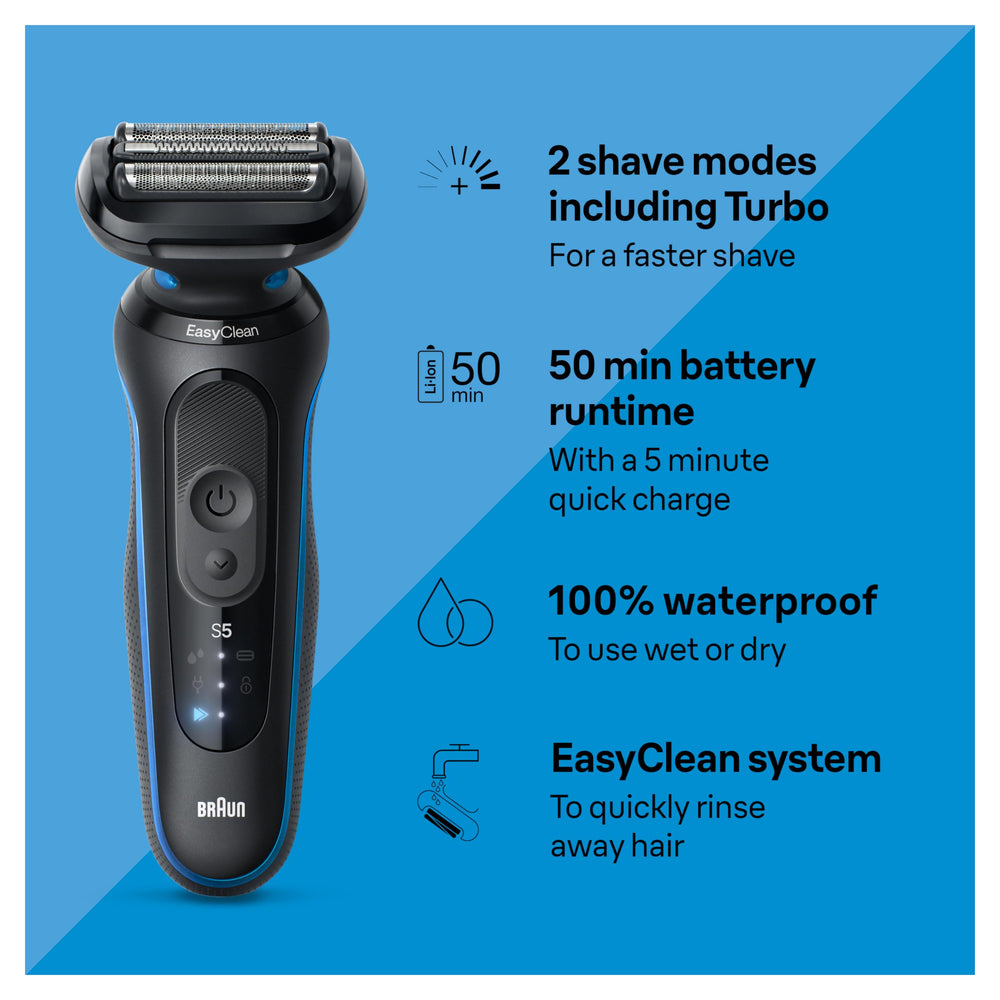 Braun Series 5 primer plano de láminas mostrando precisión de corte