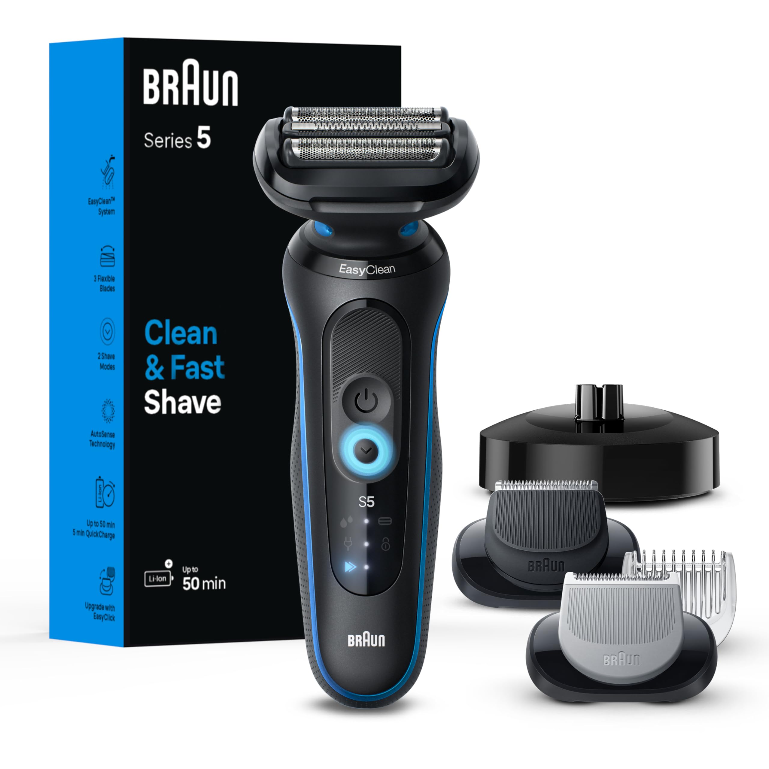 Braun Series 5 vista frontal mostrando diseño ergonómico y acabado premium