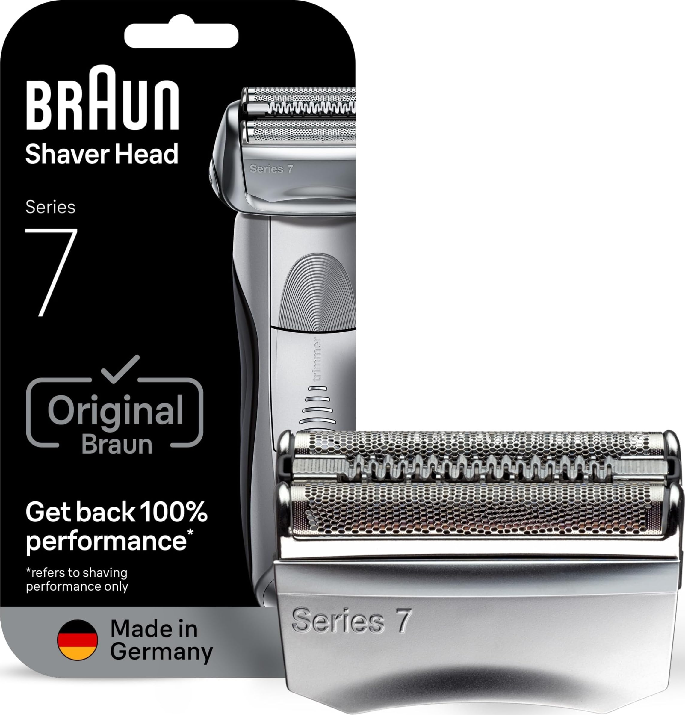 Braun cabezal repuesto frontal mostrando el diseño y beneficio de apurado preciso