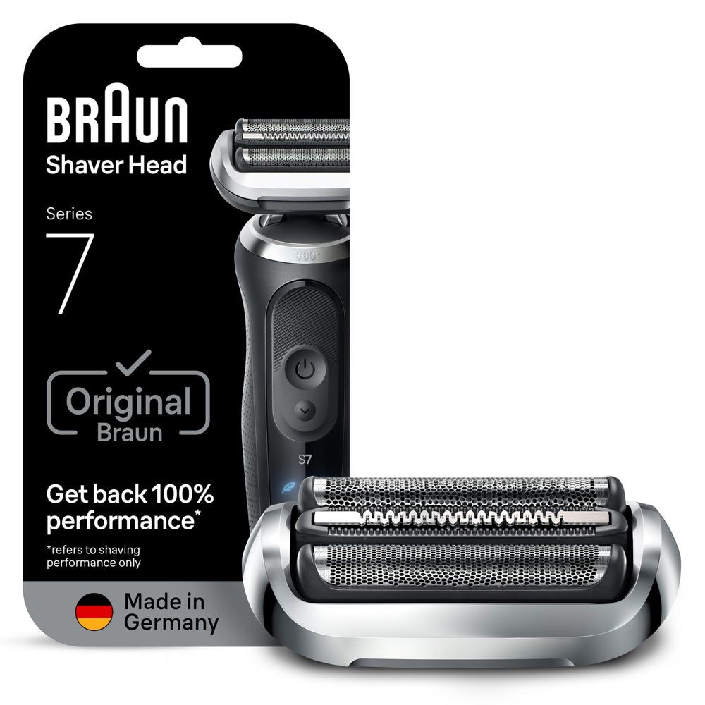 Braun caja frontal mostrando el cabezal original y garantía de calidad