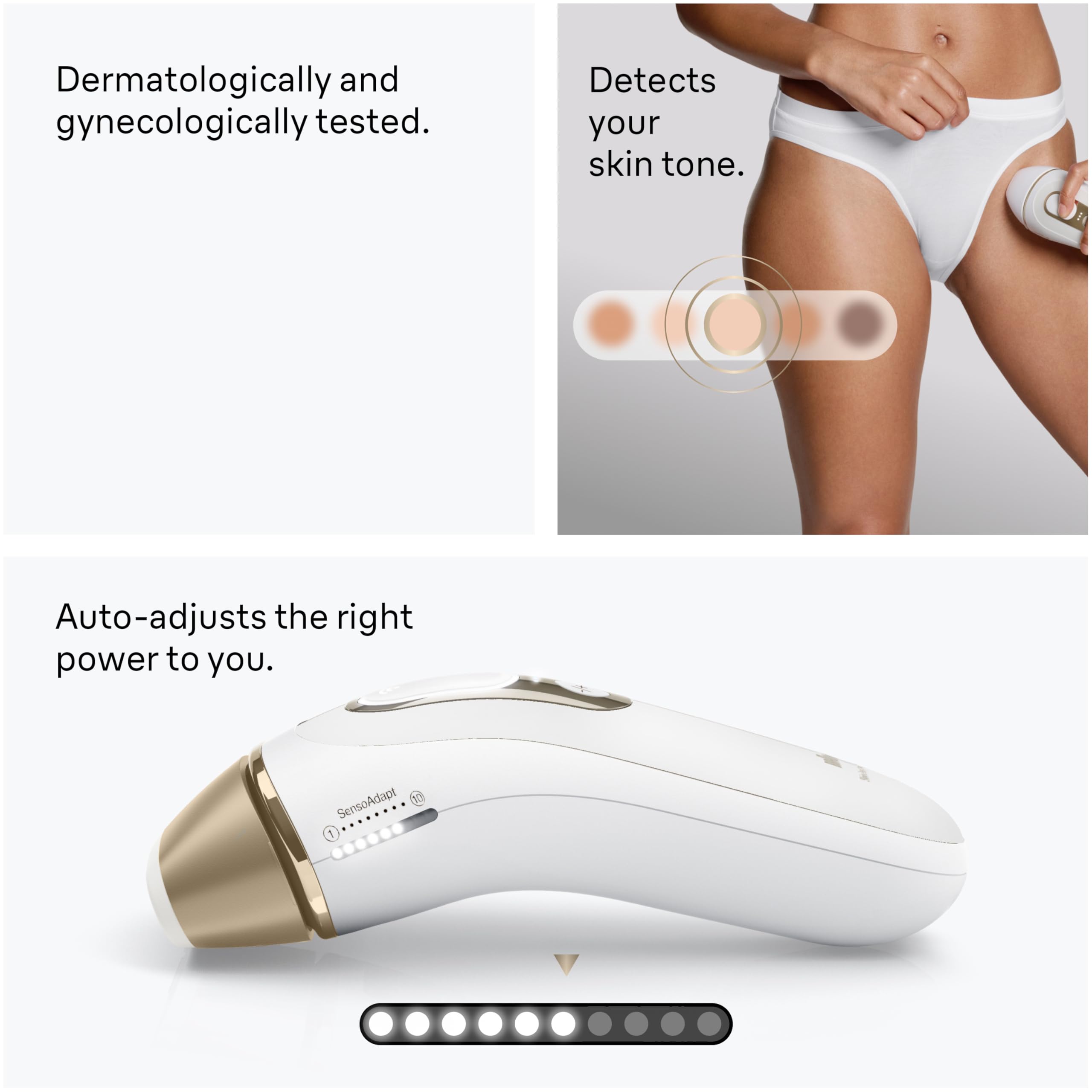 Braun aplicación del Silk·expert Pro 5 en axila con modo sensible para confort