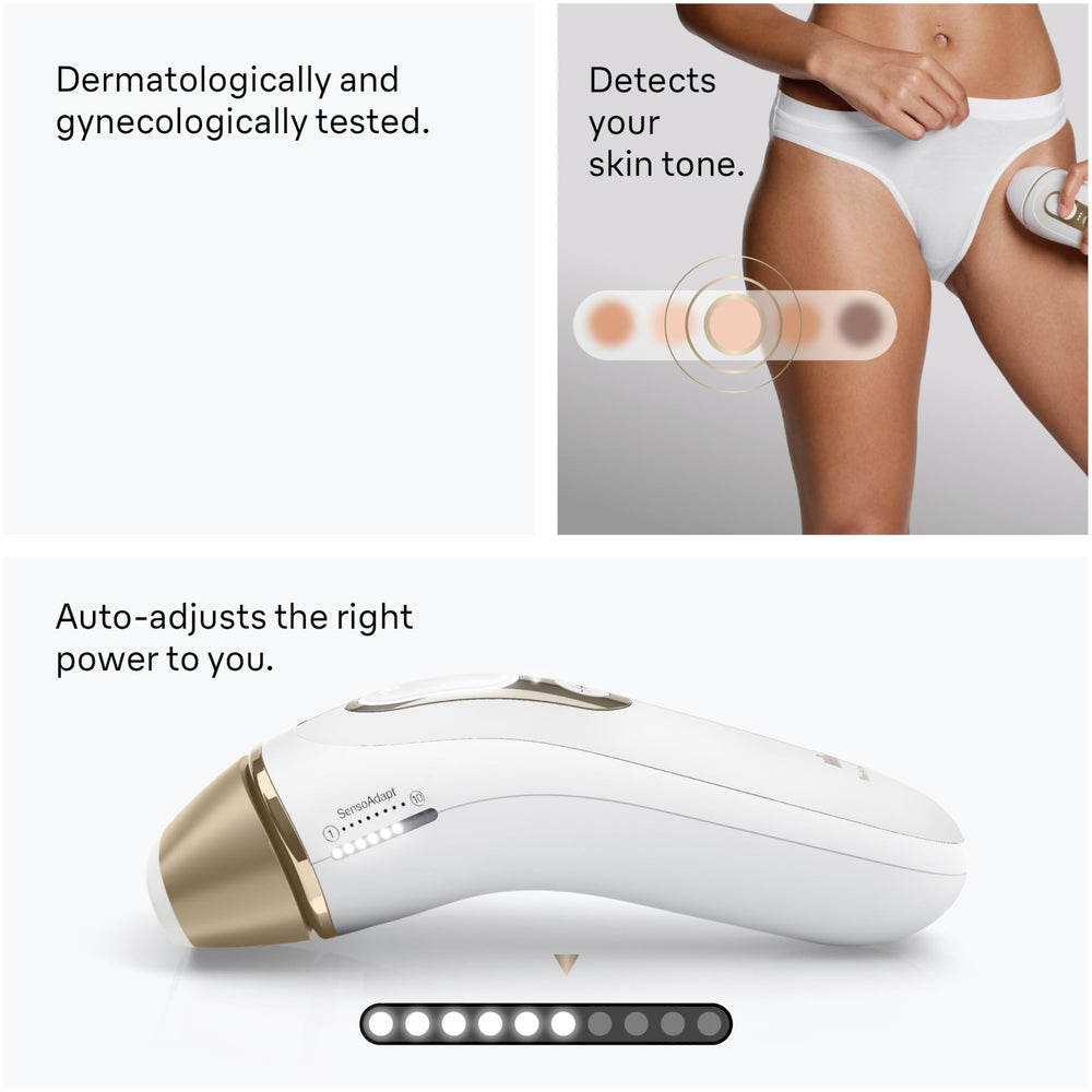 Braun aplicación del Silk·expert Pro 5 en axila con modo sensible para confort