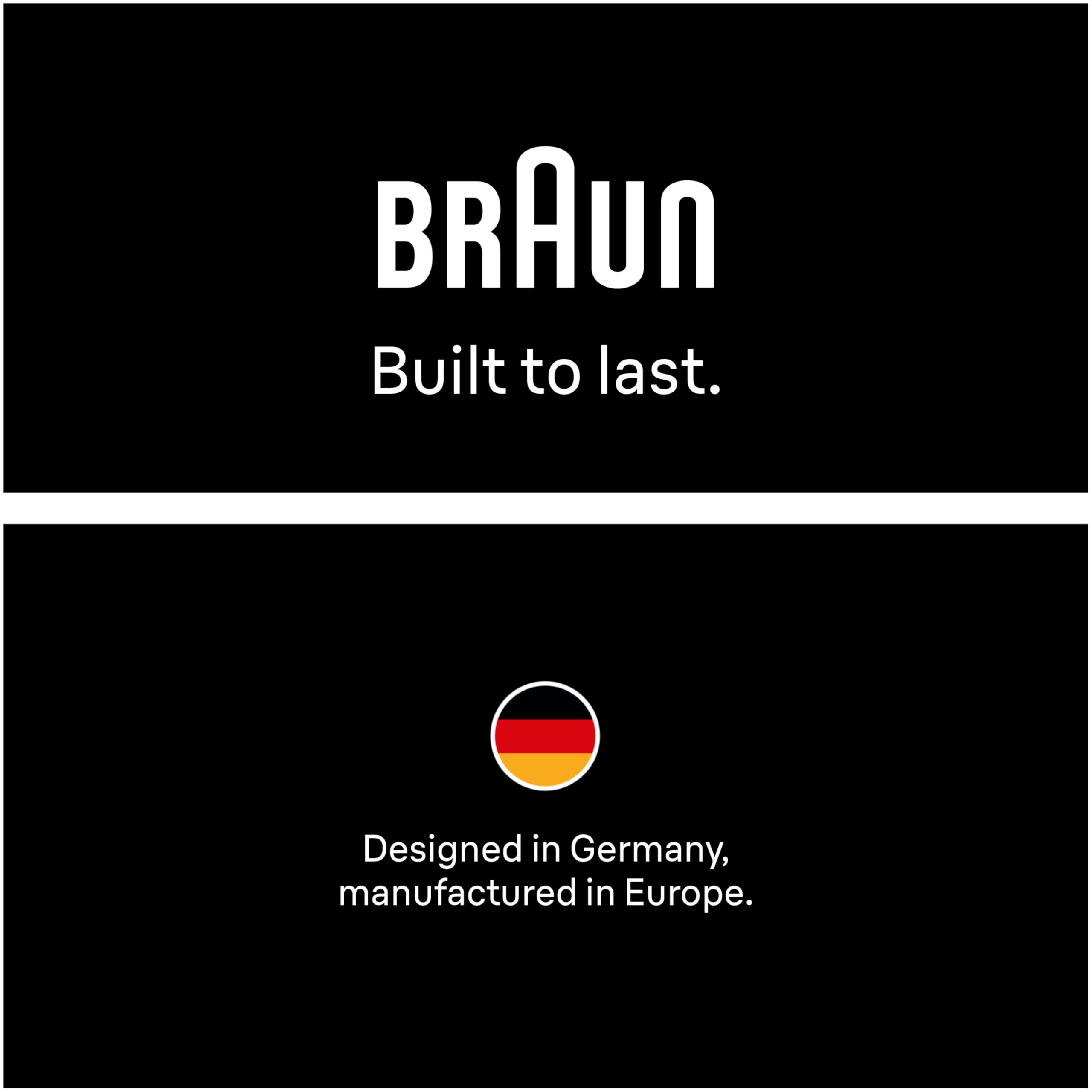 Braun comparación de tamaño en mano para apreciar ergonomía portátil