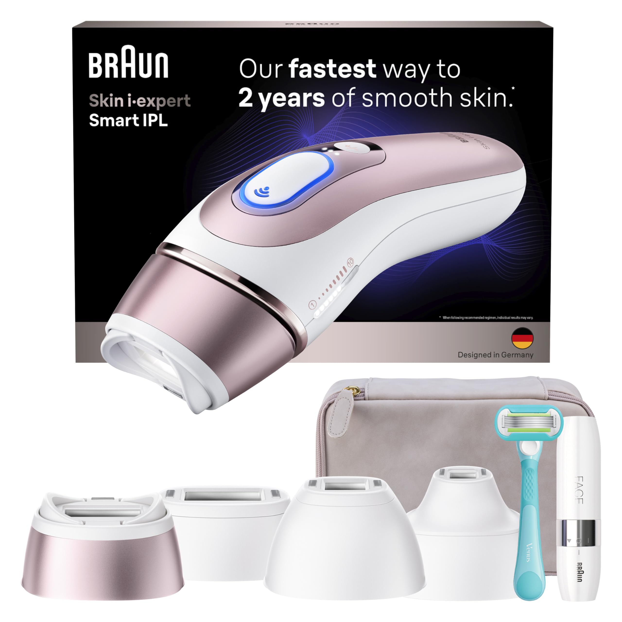 Braun dispositivo frontal mostrando diseño ergonómico y manejo cómodo