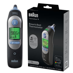 Braun ThermoScan 7 vista frontal con diseño ergonómico y uso cómodo