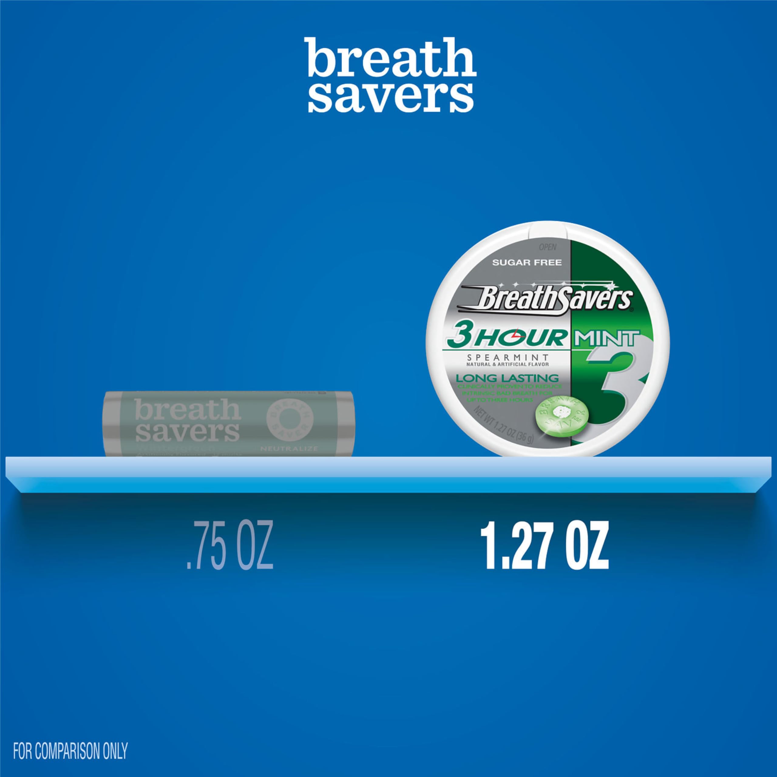 Breath Savers lata abierta con pastillas listas para uso inmediato