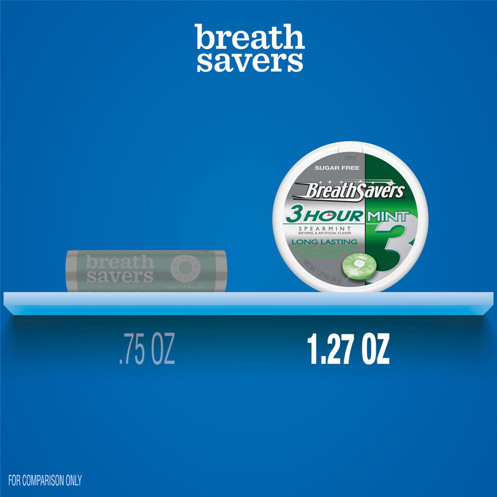 Breath Savers lata abierta con pastillas listas para uso inmediato