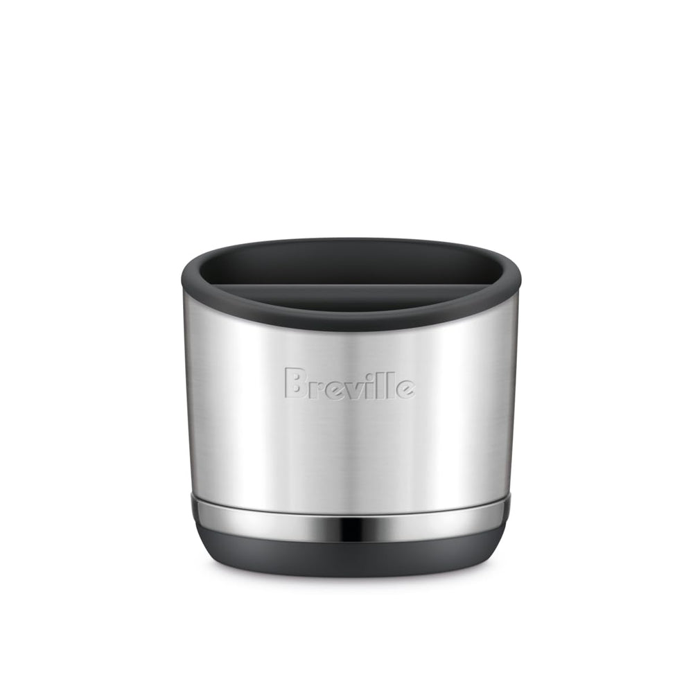 Breville knock box 10 frontal en acero inoxidable cepillado, look profesional y durable