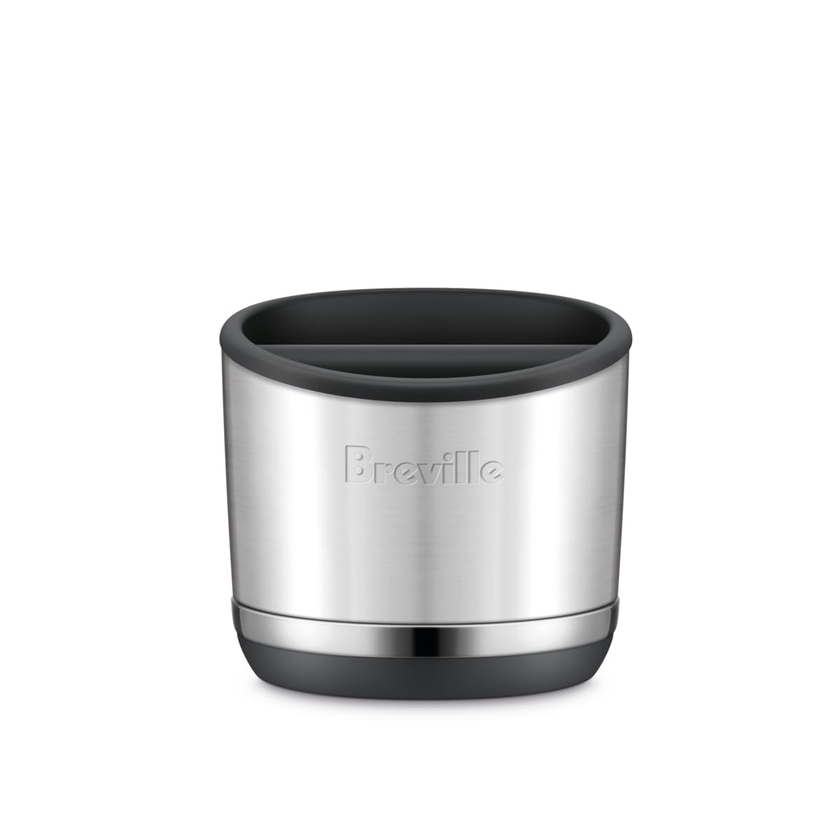 Breville knock box 10 frontal en acero inoxidable cepillado, look profesional y durable