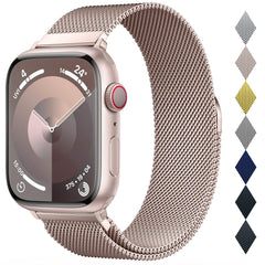 BRG vista frontal de la correa mostrando ajuste compatible Apple Watch y aspecto elegante
