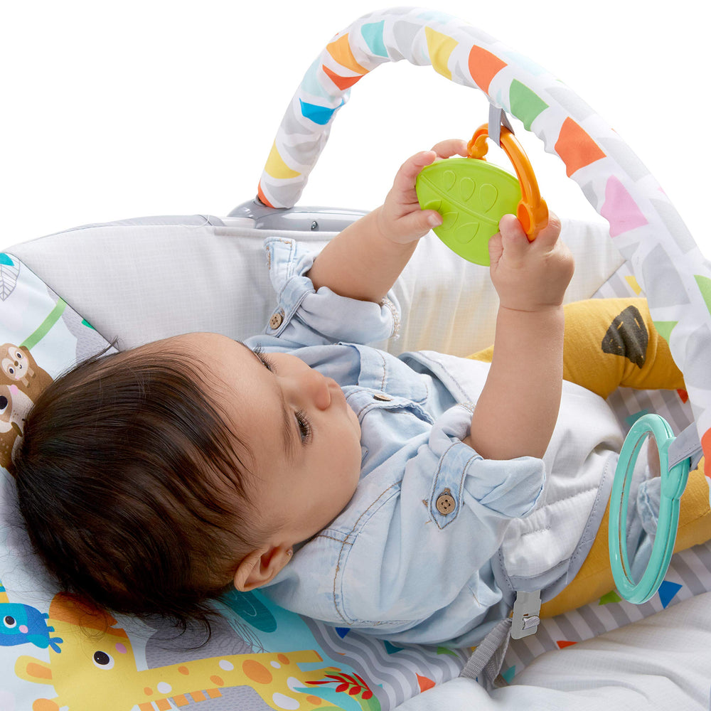 Bright Starts etiqueta de seguridad Safari Fun probada y diseñada en USA