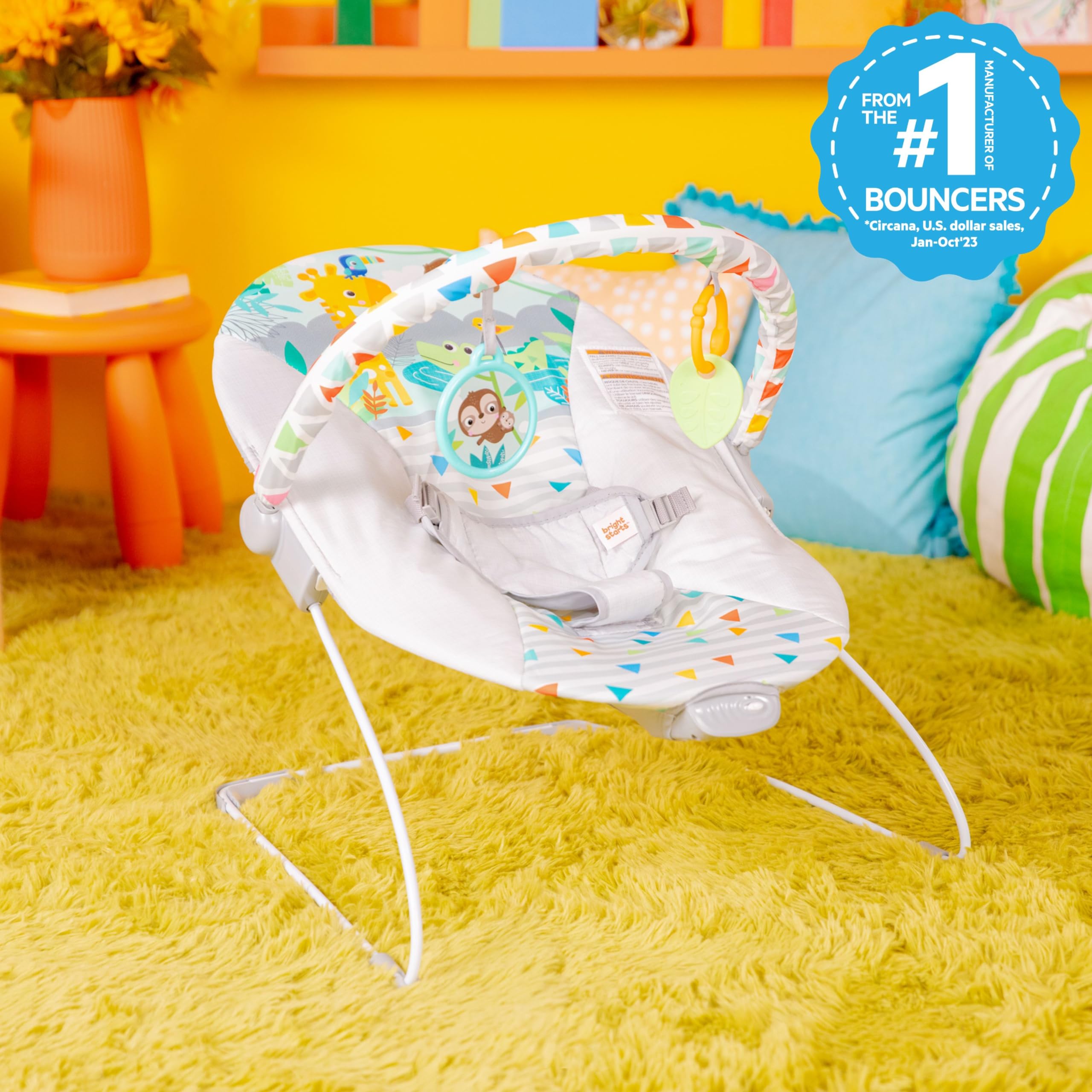 Bright Starts textura del asiento Safari Fun cómoda y suave para el bebé
