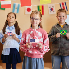 BrightenKidz tarjeta con bandera y datos claros para aprendizaje rápido